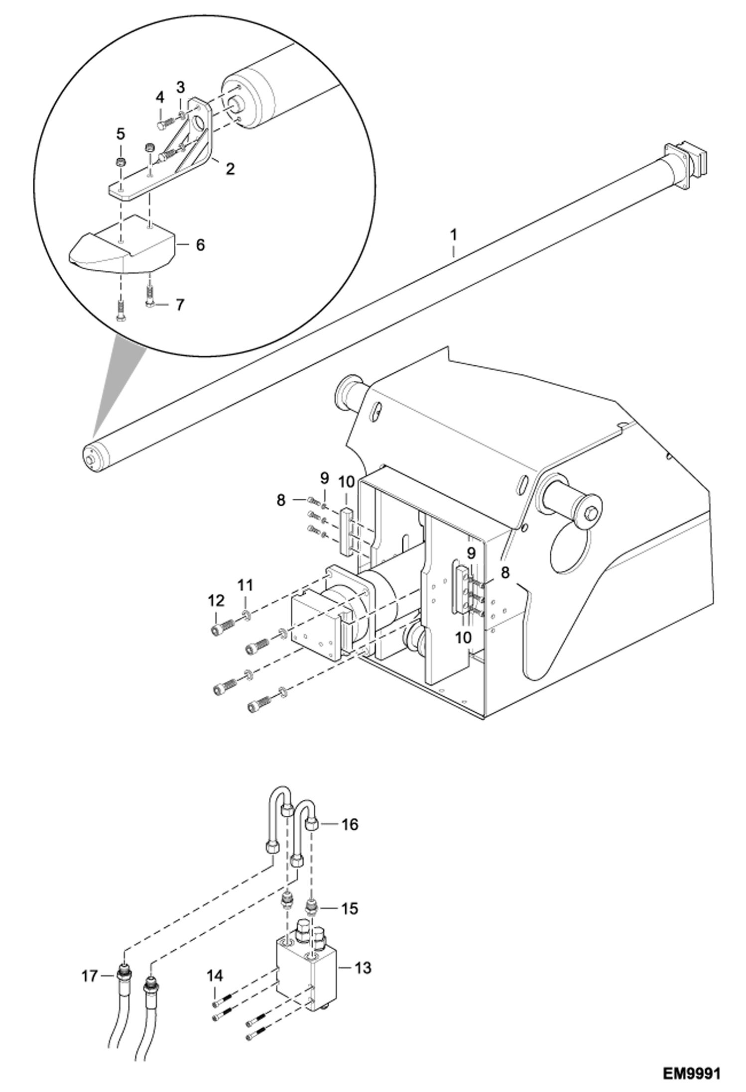 Схема запчастей Bobcat T35100L - TELESCOPE CYLINDER INSTALLATION HYDRAULIC SYSTEM