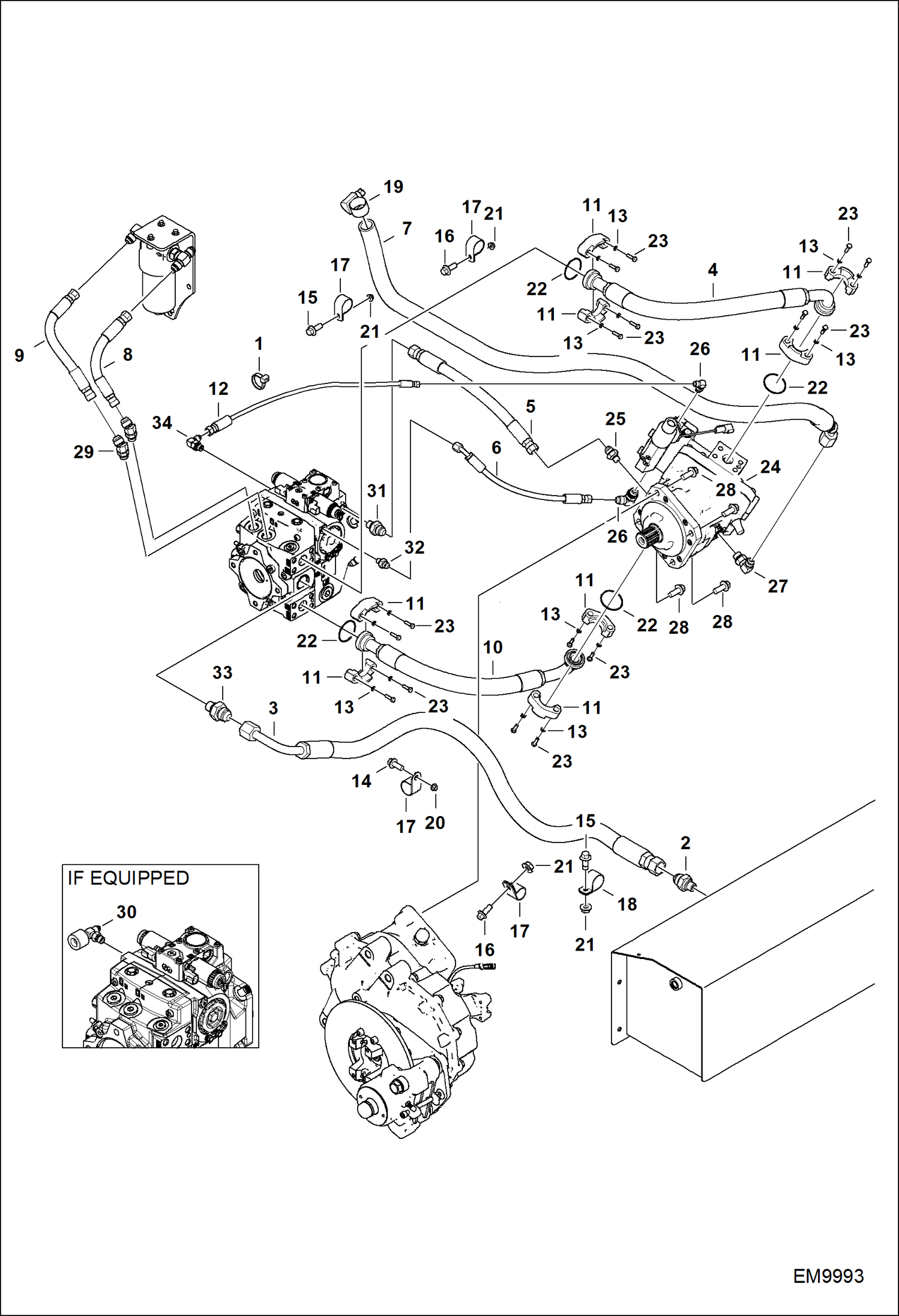 Схема запчастей Bobcat TL470 - HYDROSTATIC CIRCUITRY (Hydrostatic Motor) HYDROSTATIC SYSTEM