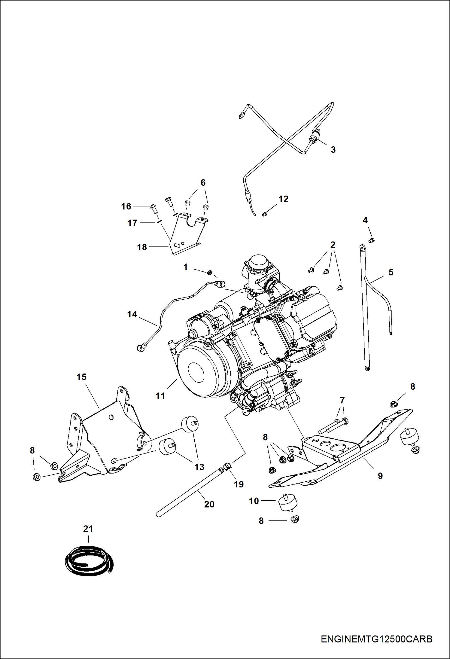 Схема запчастей Bobcat 3200 - ENGINE, MOUNTING POWER UNIT