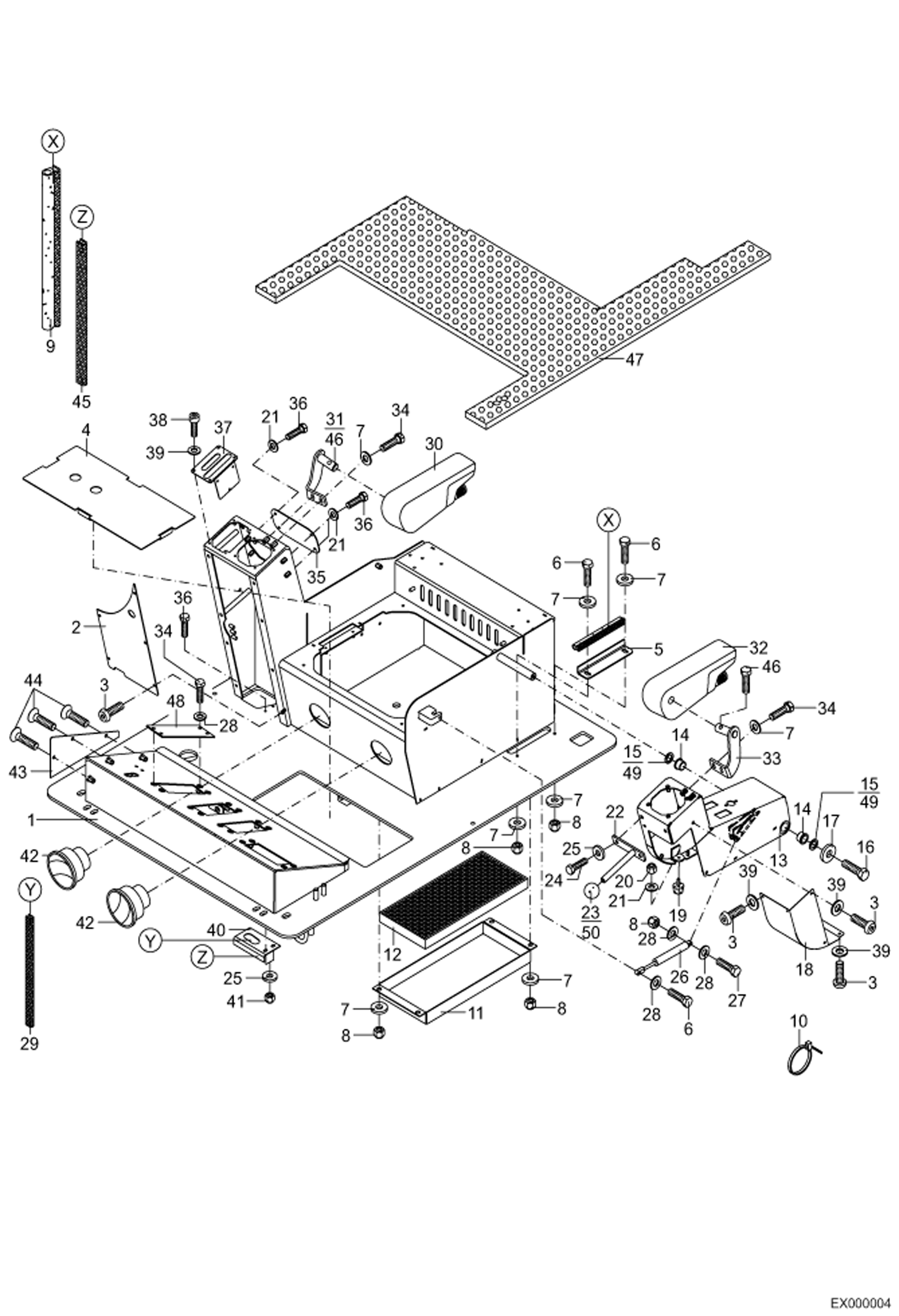 Схема запчастей Bobcat 444 - FLOOR FRAME MAIN FRAME