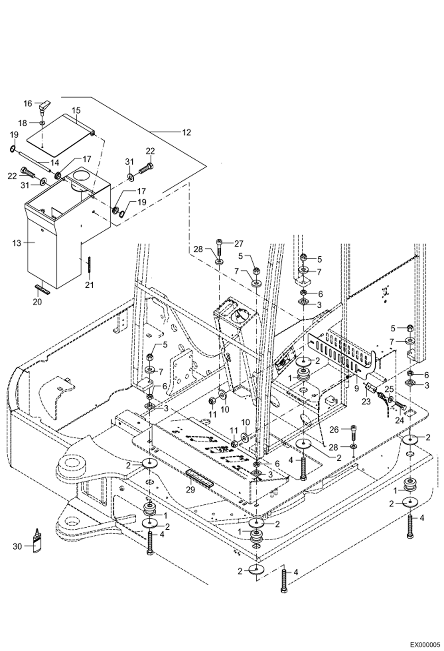 Схема запчастей Bobcat 444 - CAB MOUNTING MAIN FRAME