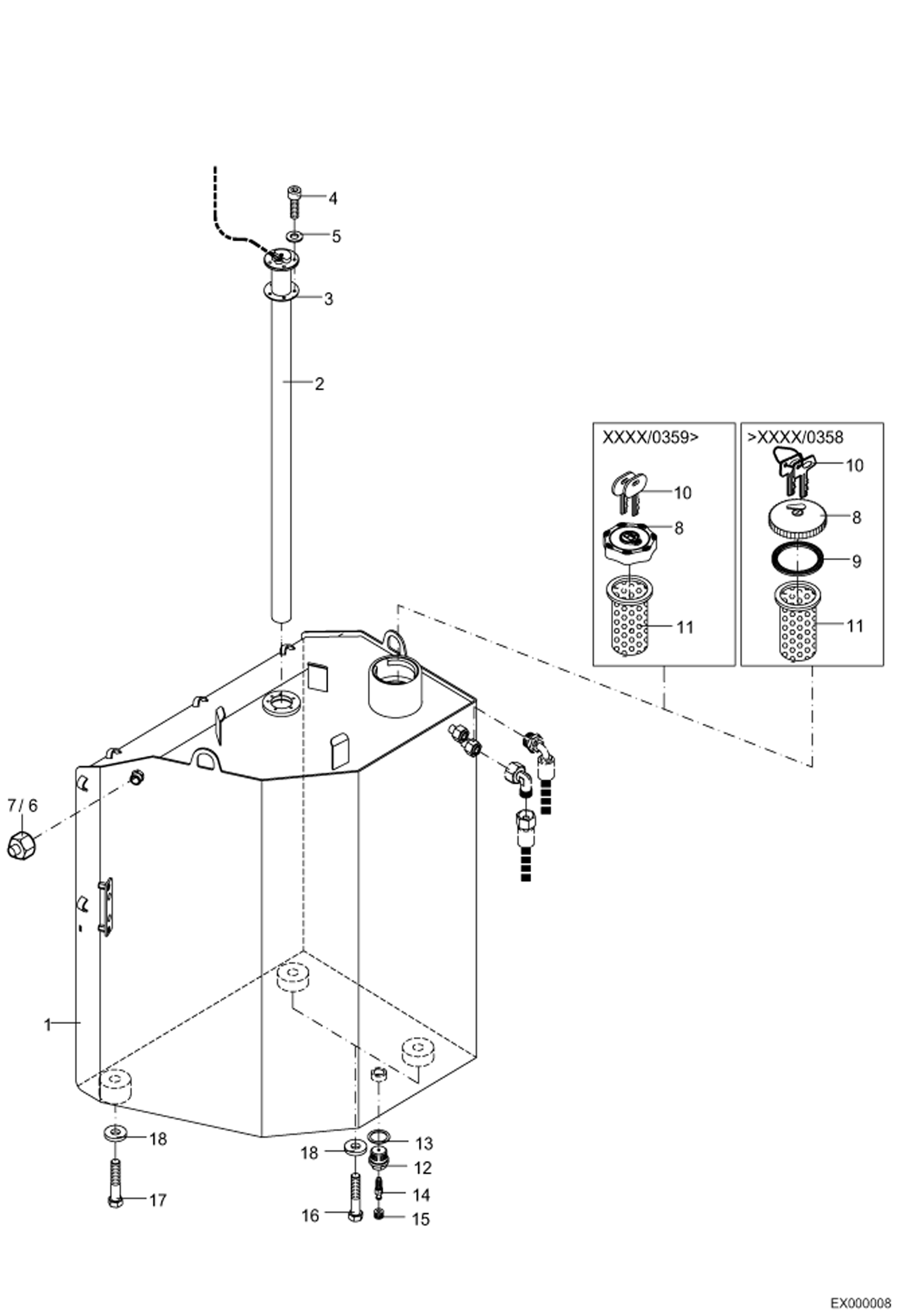 Схема запчастей Bobcat 444 - FUEL TANK S/N 532211044 & Below MAIN FRAME