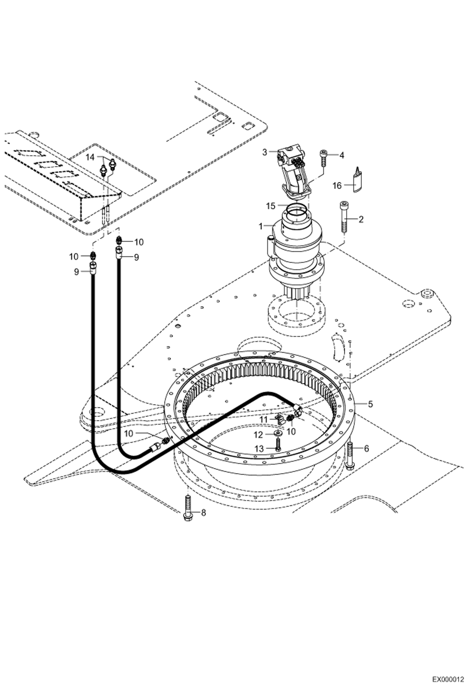 Схема запчастей Bobcat 444 - SLEW EQUIPMENT MAIN FRAME