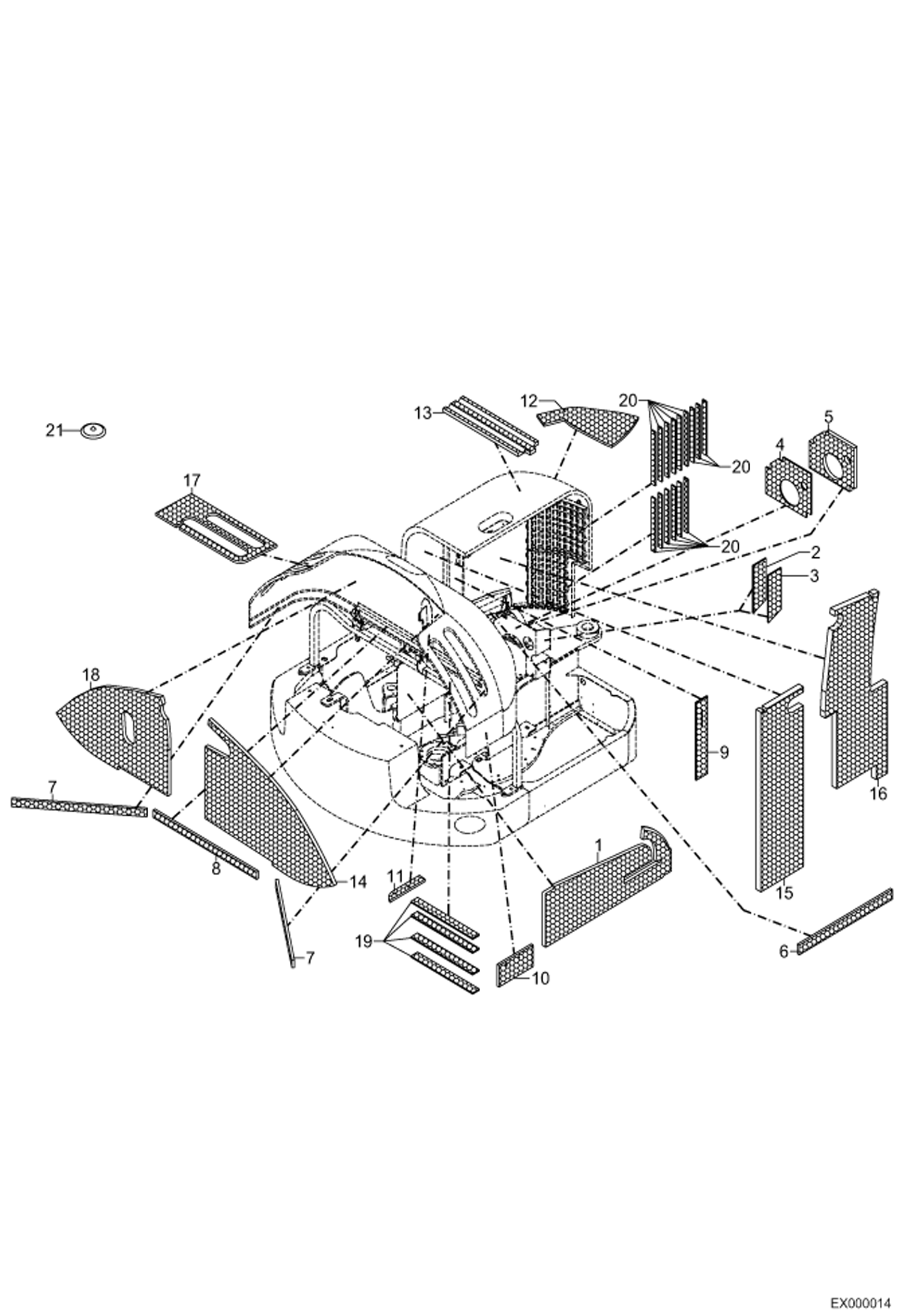 Схема запчастей Bobcat 444 - LINING SET MAIN FRAME