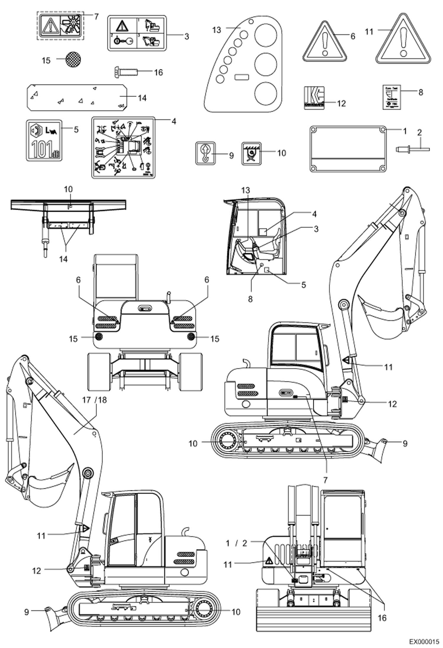 Схема запчастей Bobcat 444 - STICKERS MAIN FRAME