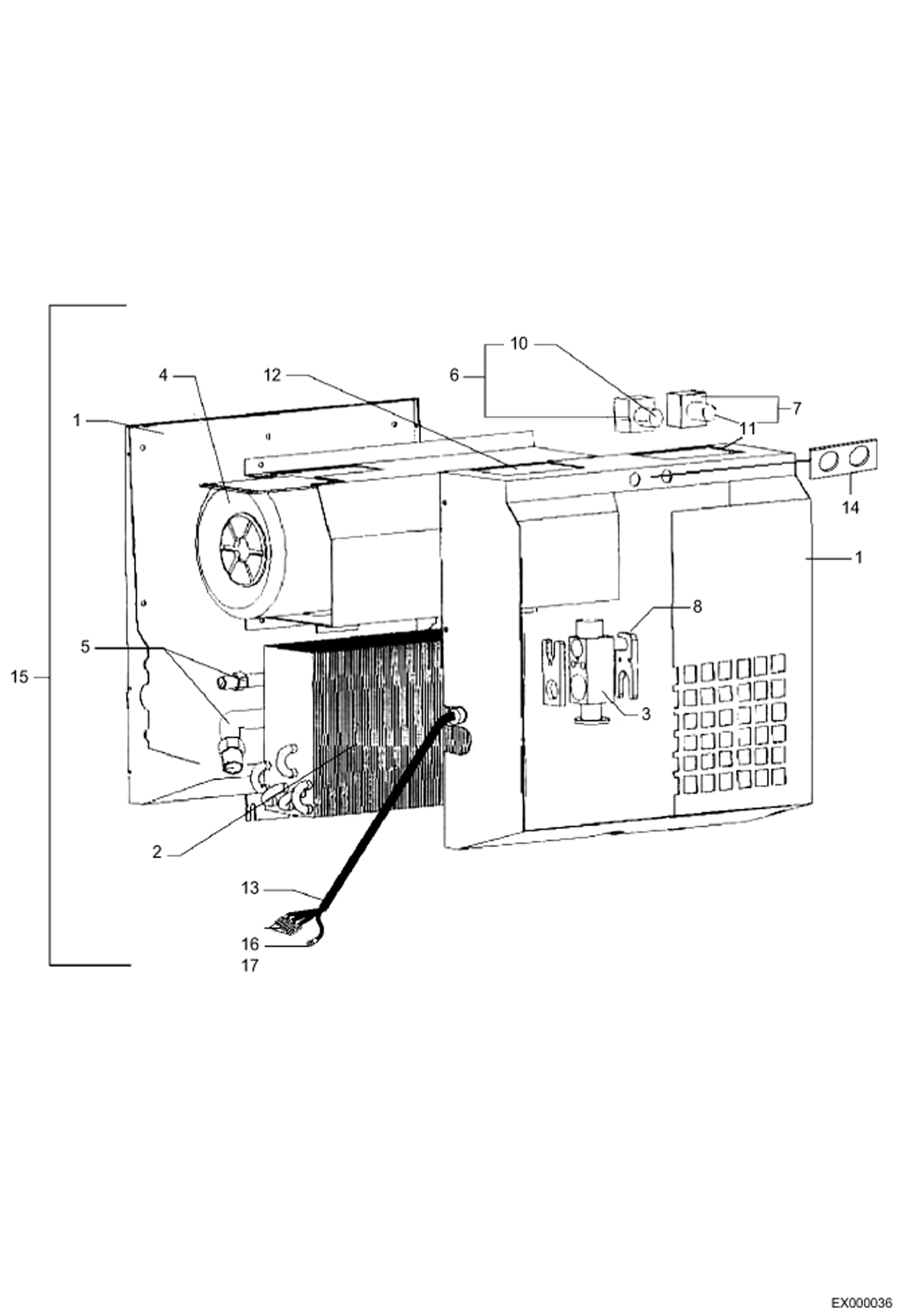 Схема запчастей Bobcat 444 - AIR-CONDITIONING - EVAPORATOR G 55 S 90 DEGREE MAIN FRAME