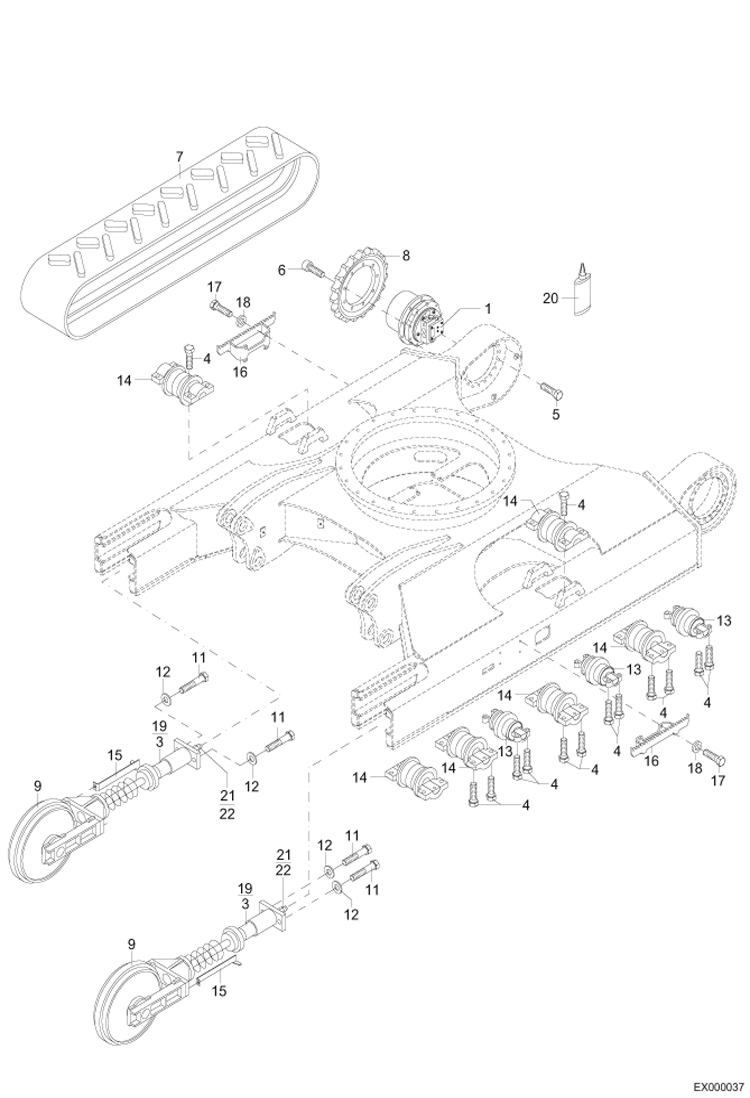 Схема запчастей Bobcat 444 - TRACK VERSION, RUBBER TRACK DRIVE SYSTEM