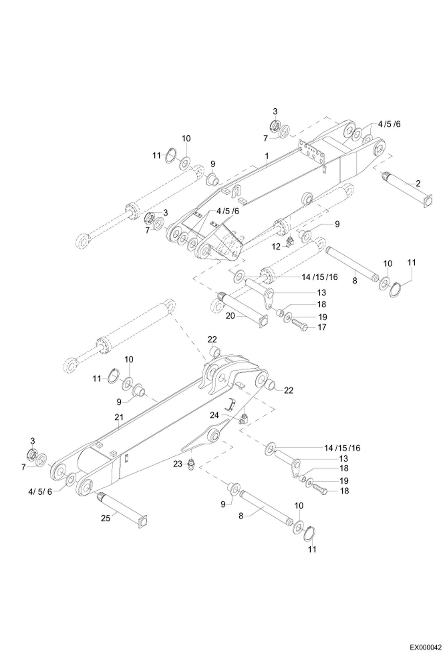 Схема запчастей Bobcat 444 - WORKING EQUIPMENT-ARTICULATED BOOM MAIN FRAME