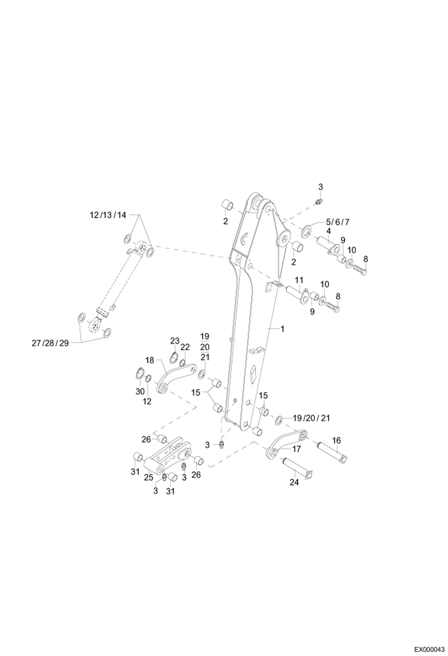 Схема запчастей Bobcat 444 - DIPPER STICK - ARTICULATED BOOM MAIN FRAME