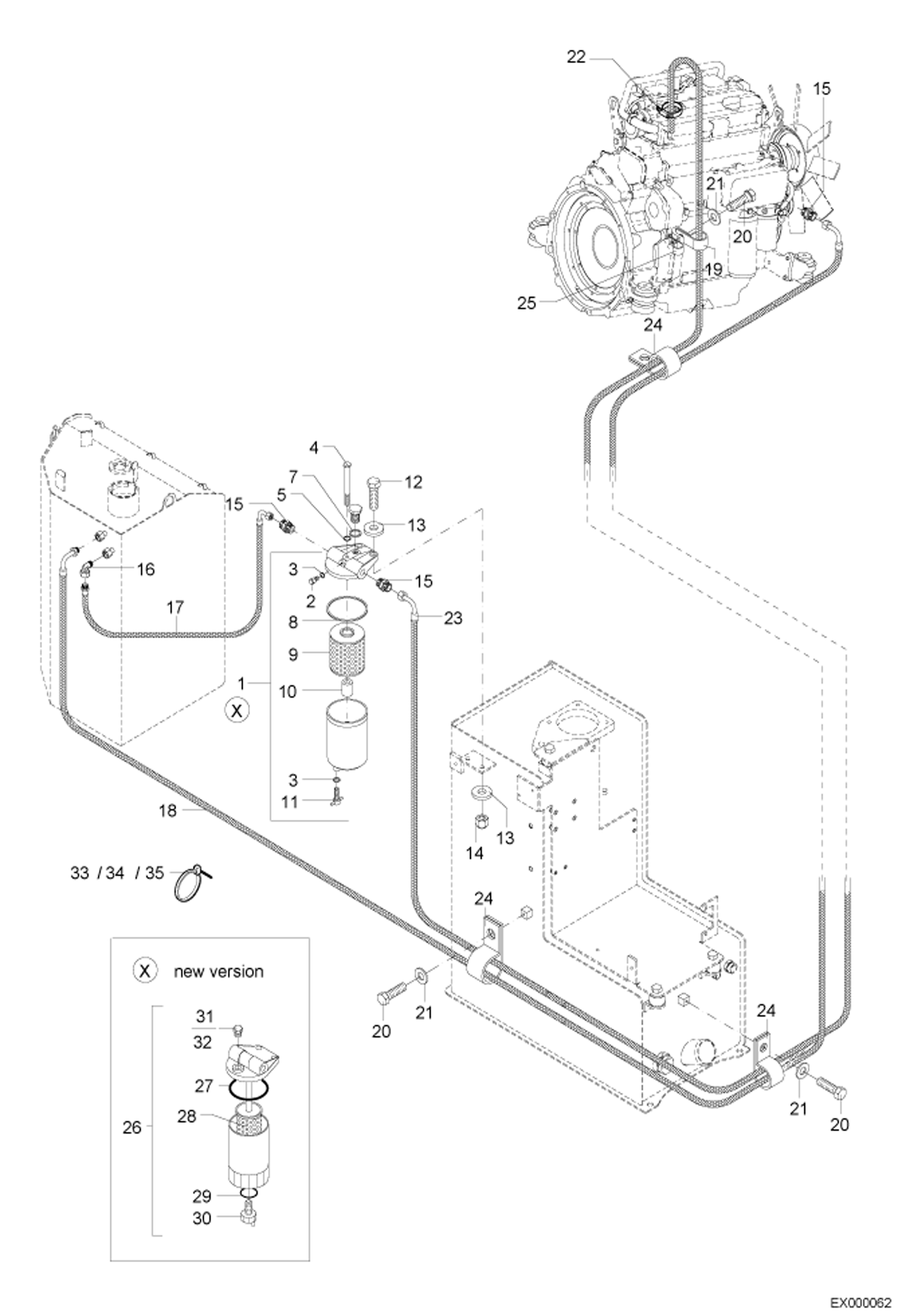 Схема запчастей Bobcat 444 - FUEL SUPPLY 5322 11044 & below POWER UNIT