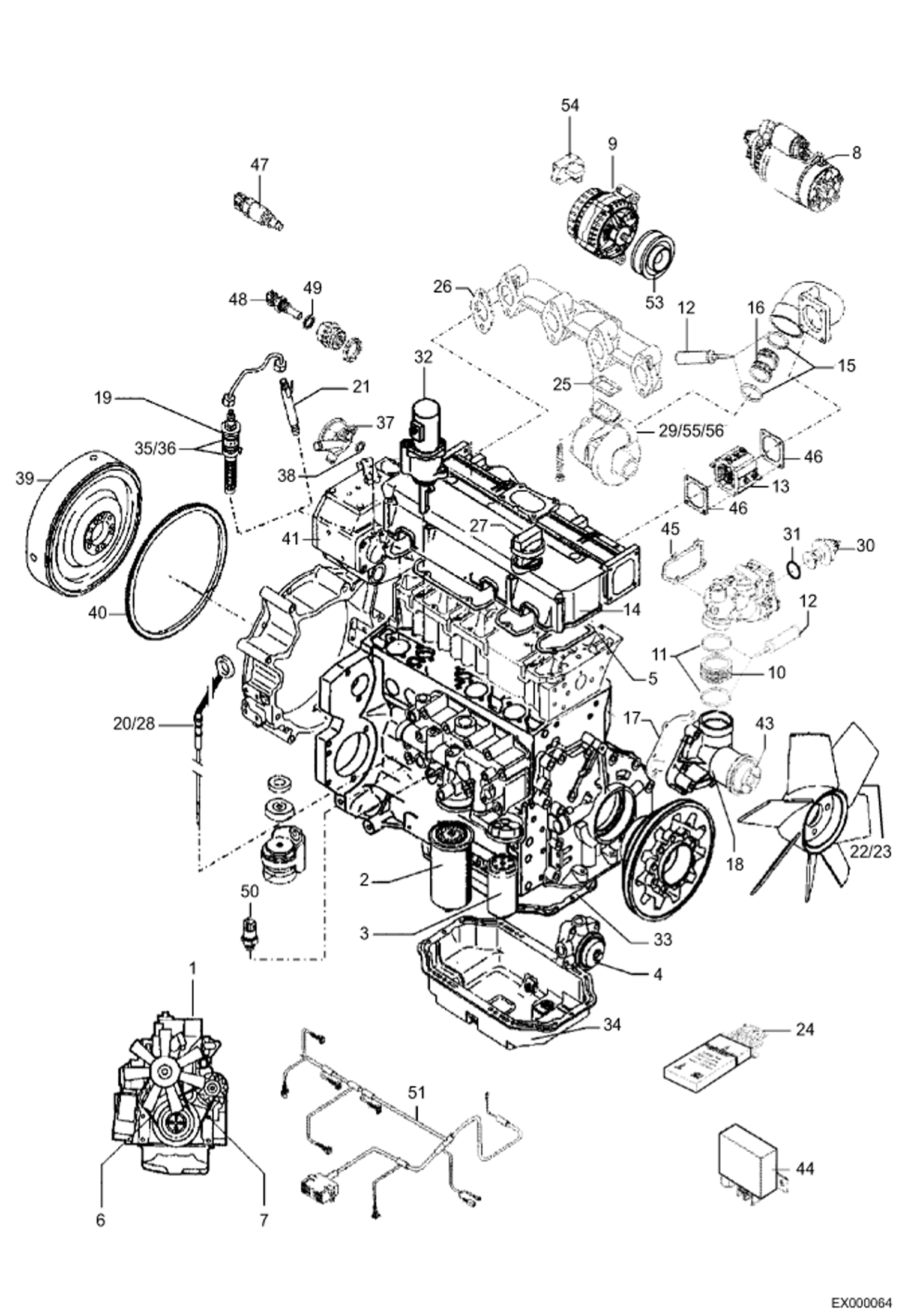 Схема запчастей Bobcat 444 - ENGINE PARTS POWER UNIT