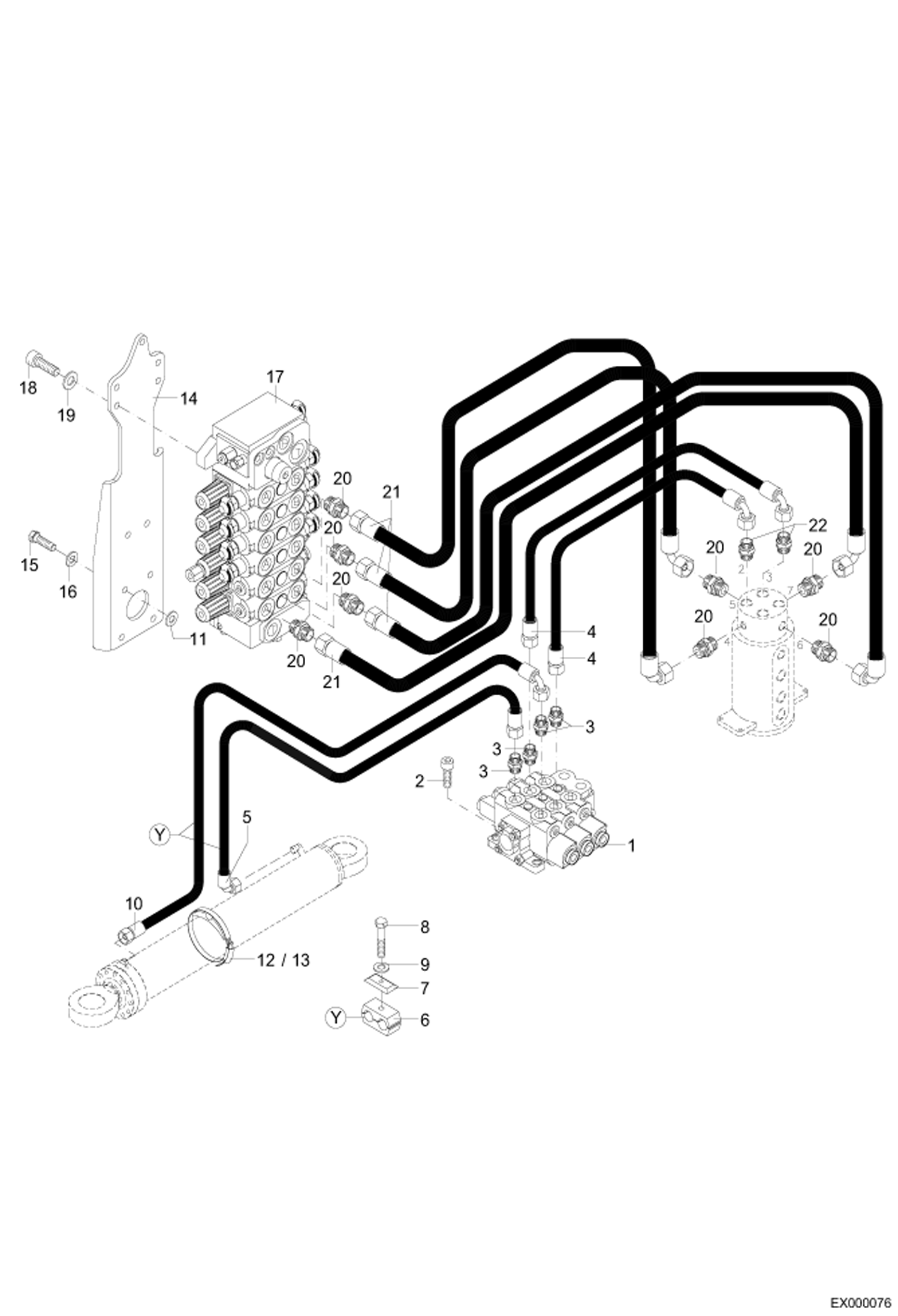 Схема запчастей Bobcat 444 - ARTICULATION, DRIVE HYDRAULIC INSTALLATION