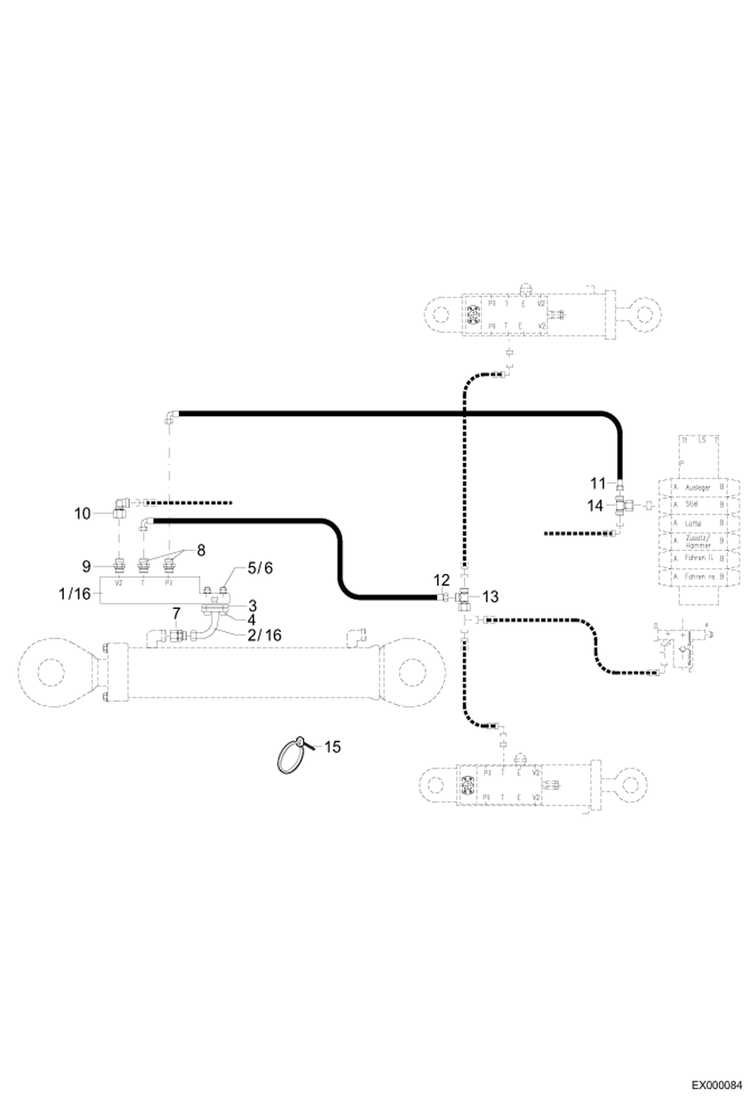 Схема запчастей Bobcat 444 - LOAD HOLDING VALVE - DIPPER ARM - MONO HYDRAULIC INSTALLATION