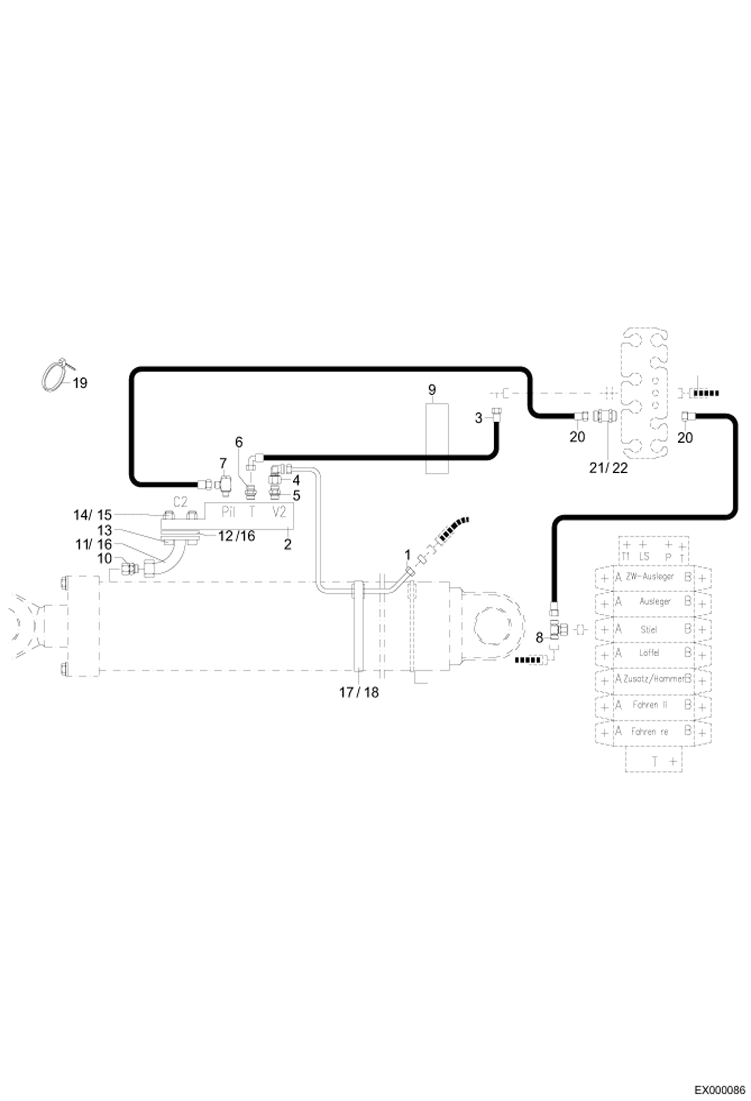 Схема запчастей Bobcat 444 - LOAD HOLDING VALVE - DIPPER ARM - ARTICULATED BOOM HYDRAULIC INSTALLATION