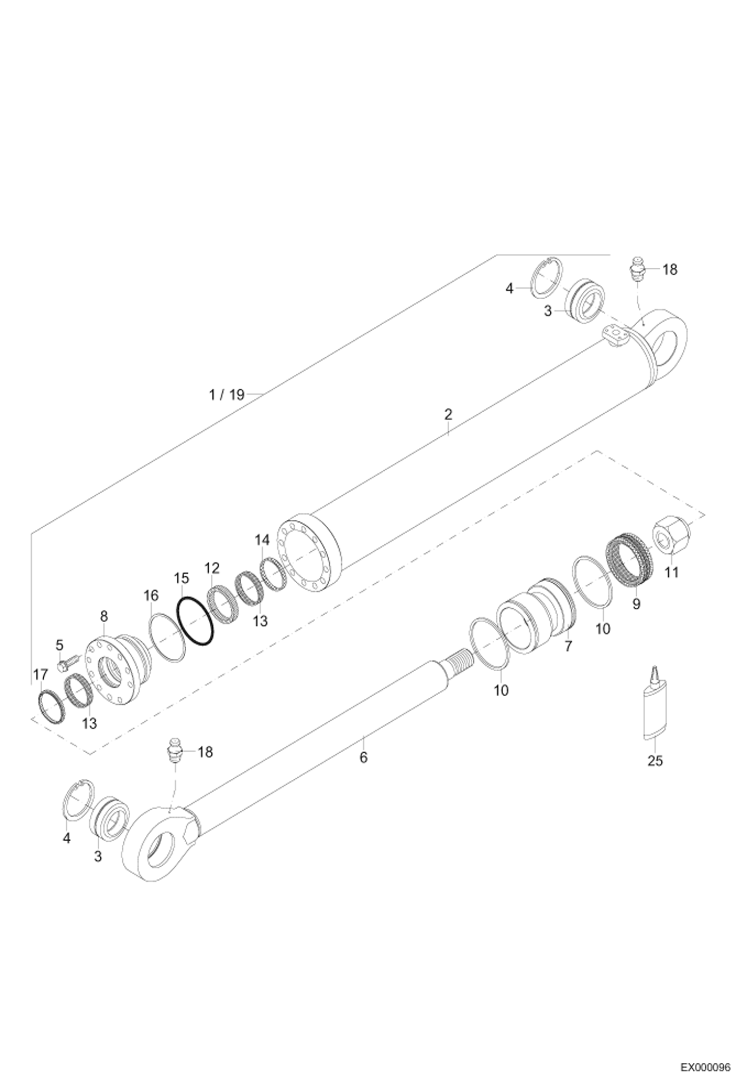 Схема запчастей Bobcat 444 - BOOM - MONO BOOM HYDRAULIC CYLINDER Z 95/60 HYDRAULIC INSTALLATION