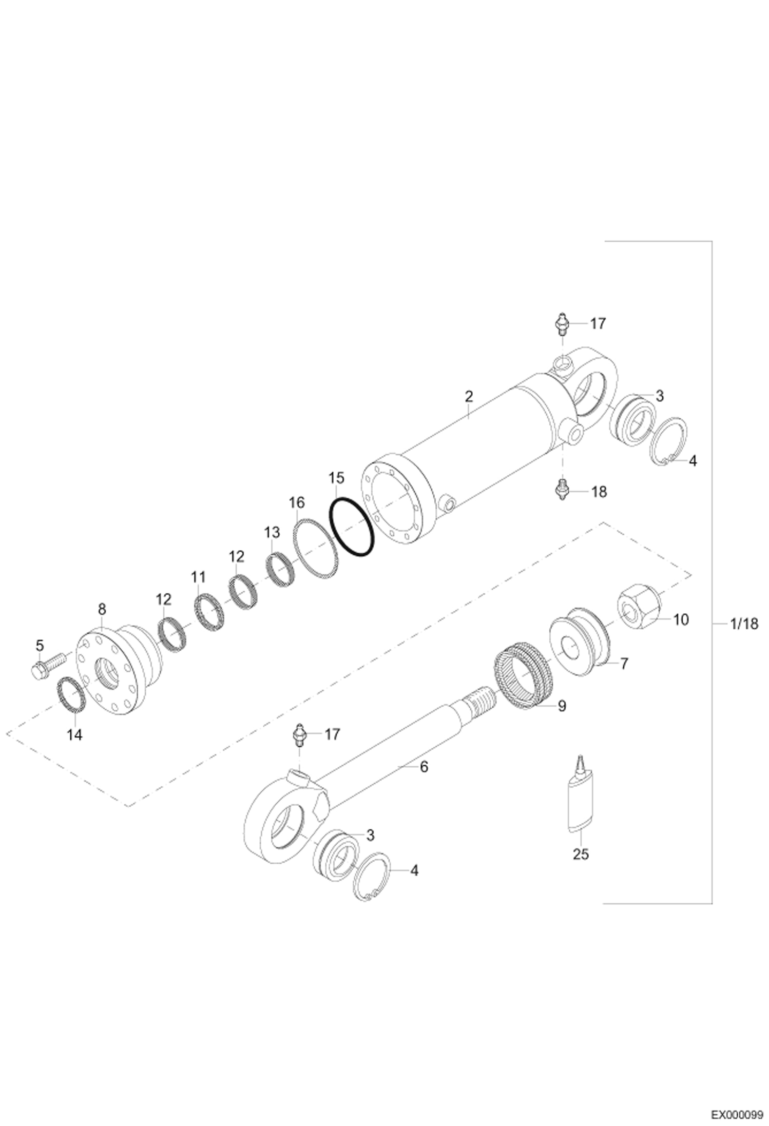 Схема запчастей Bobcat 444 - SUPPORT BLADE HYDRAULIC CYLINDER Z110/60 HYDRAULIC INSTALLATION