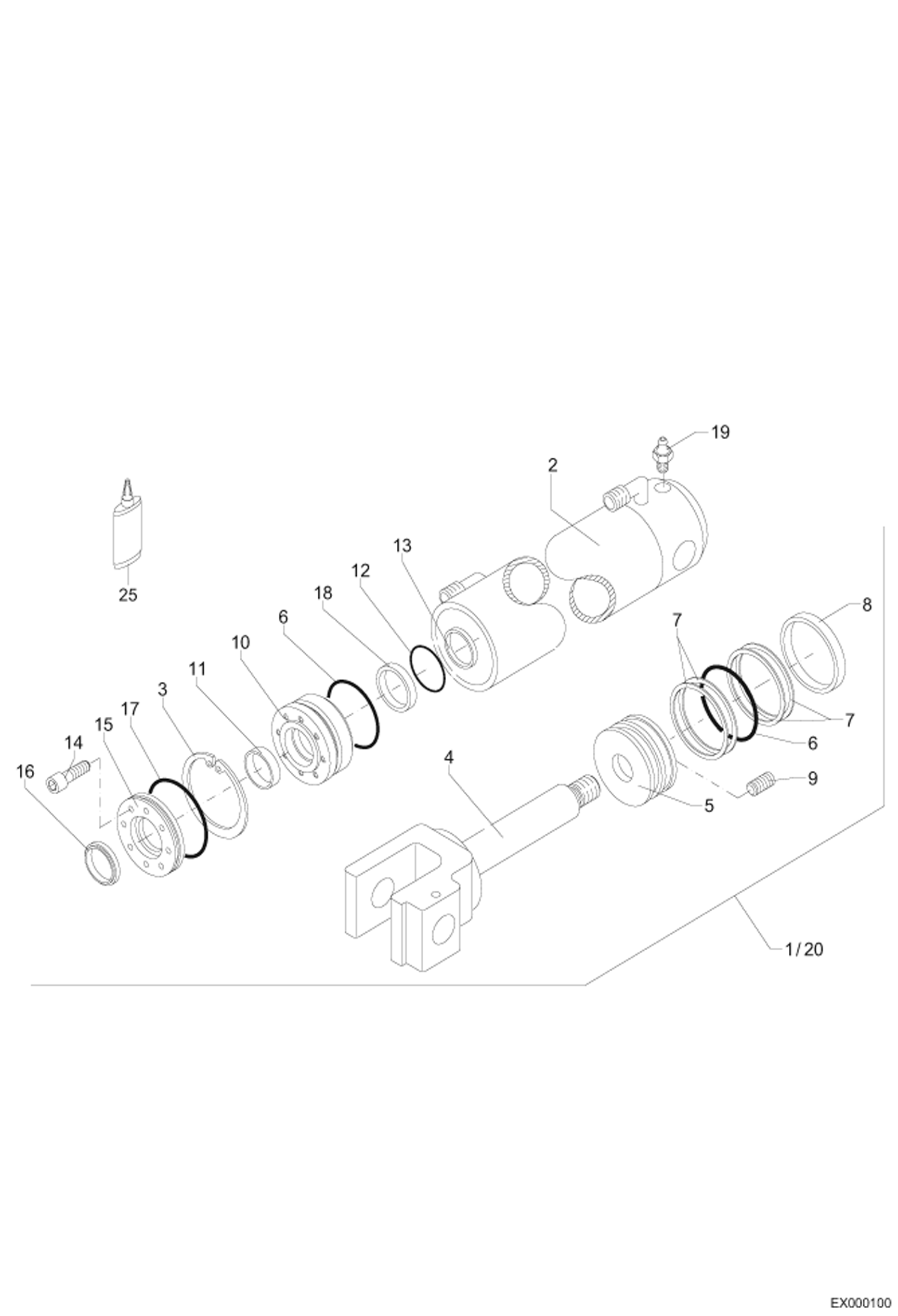 Схема запчастей Bobcat 444 - SWIVELING BUCKET HYDRAULIC CYLINDER Z 90/40 HYDRAULIC INSTALLATION