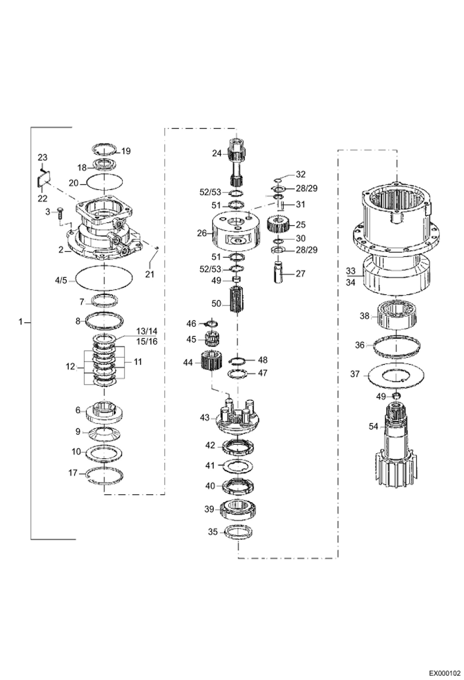 Схема запчастей Bobcat 444 - SLEW GEAR MAIN FRAME