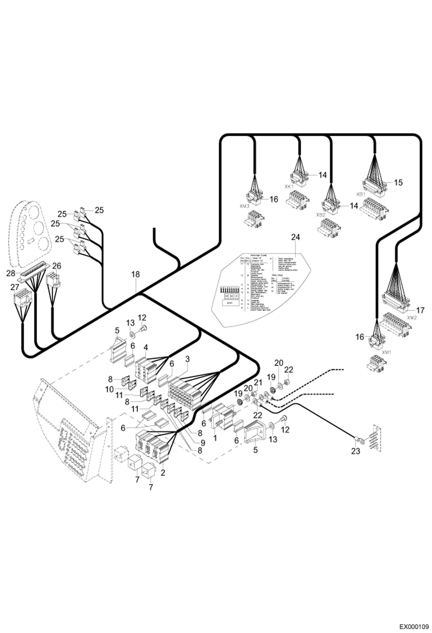 Схема запчастей Bobcat 444 - FUSE PANEL AND RELAY PANEL ELECTRIC INSTALLATION