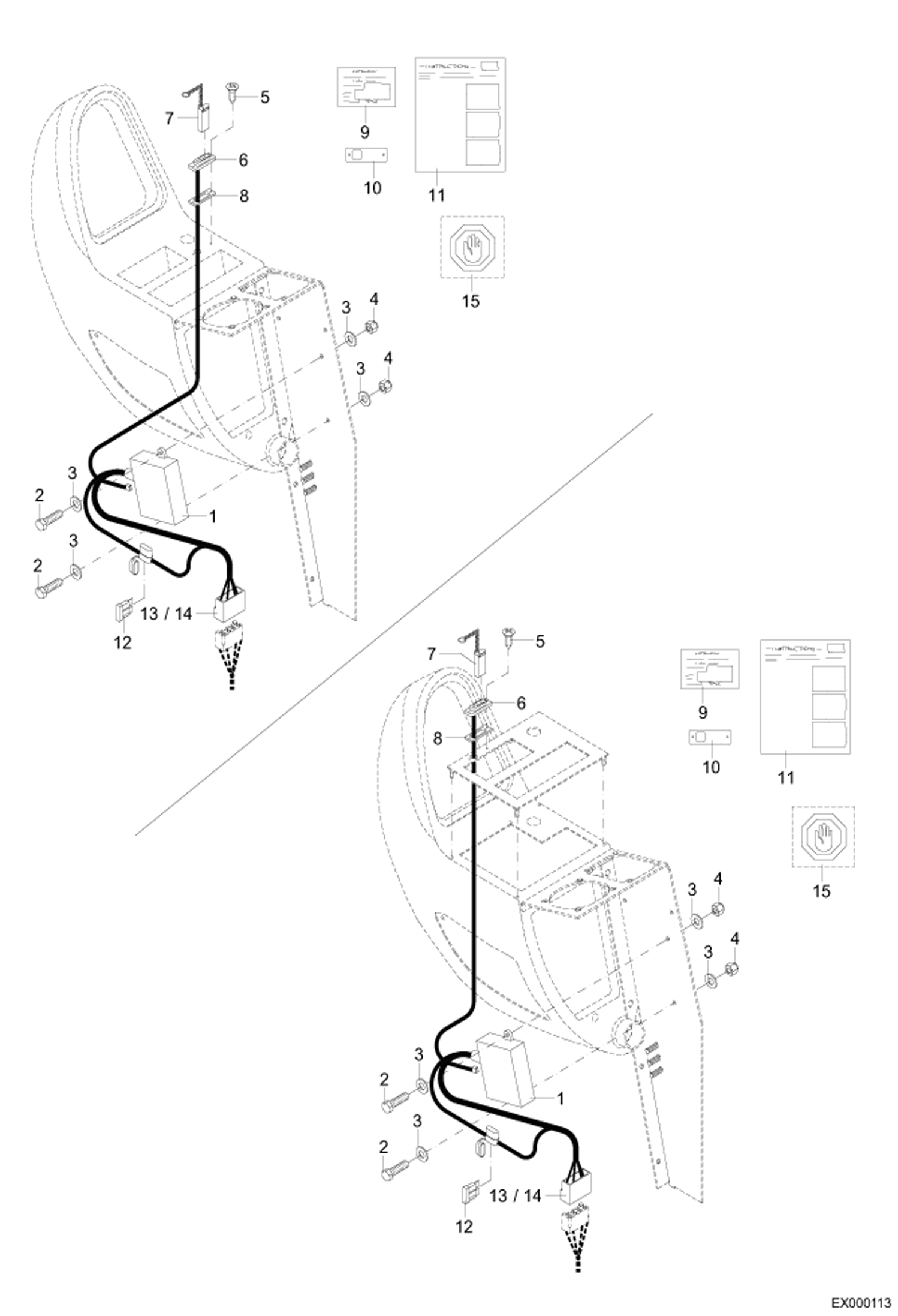 Схема запчастей Bobcat 444 - IMMOBILIZER PREVIOUS VERSION ELECTRIC INSTALLATION