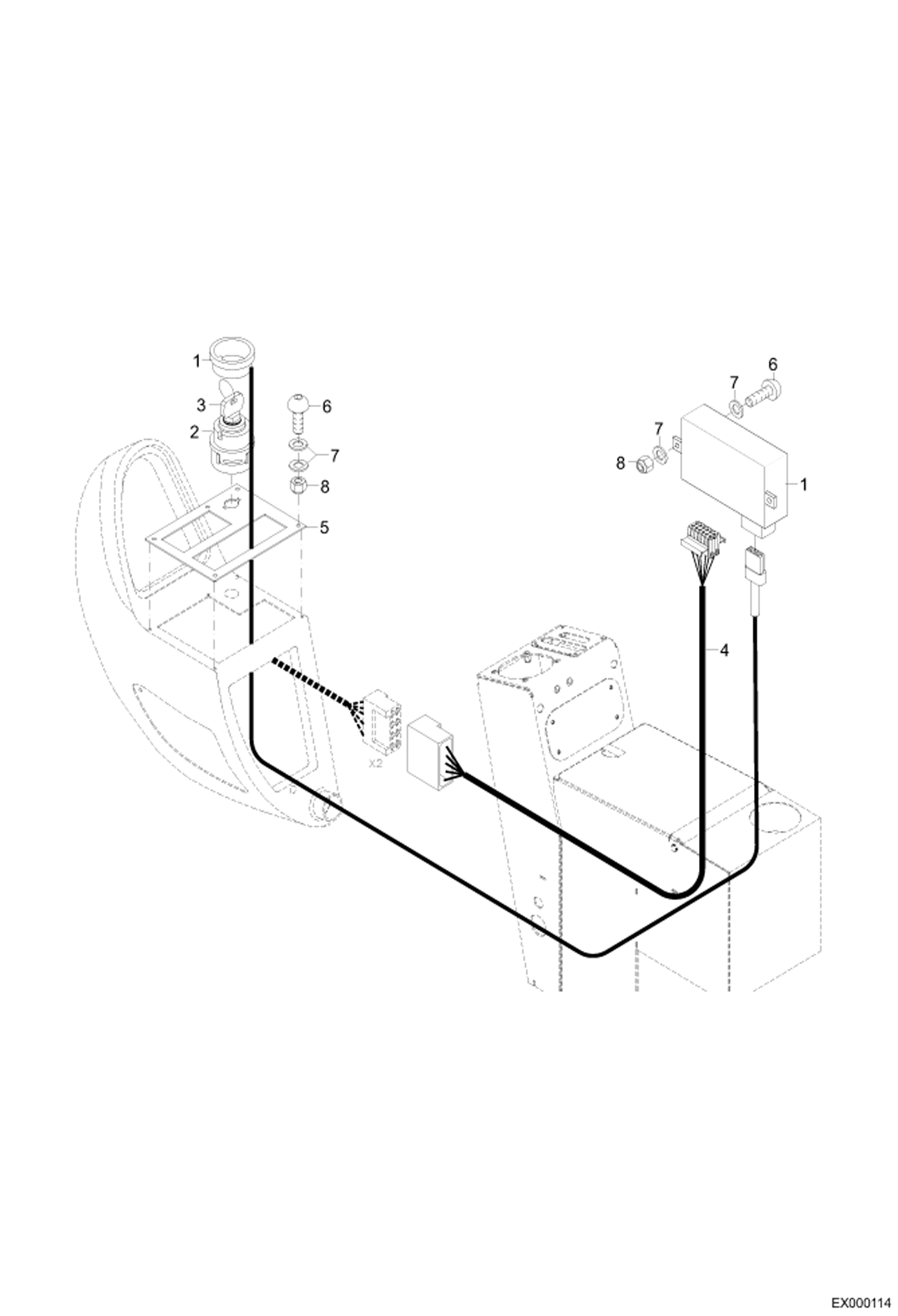 Схема запчастей Bobcat 444 - IMMOBILIZER NEW VERSION ELECTRIC INSTALLATION