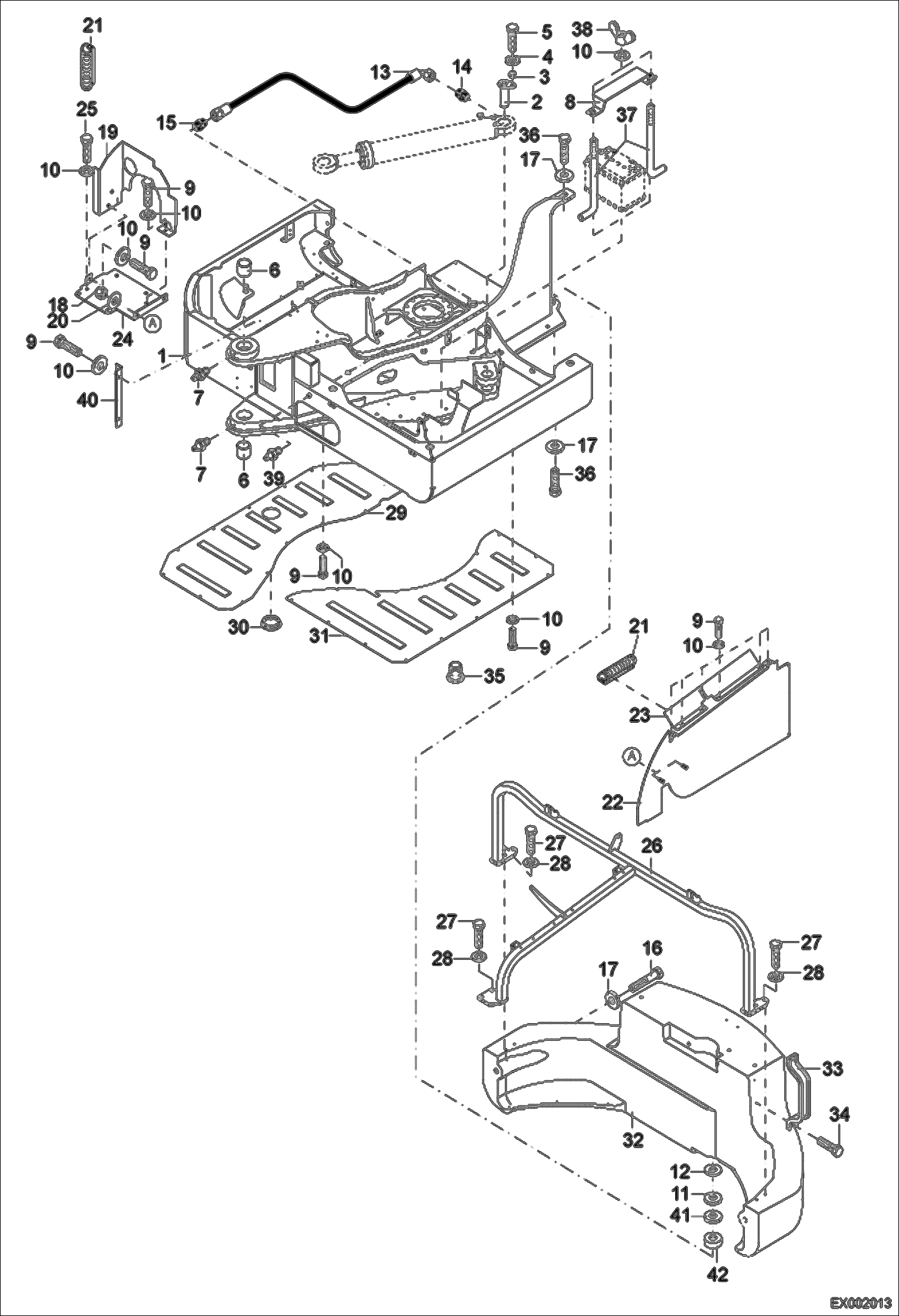 Схема запчастей Bobcat 444 - UPPERCARRIAGE MAIN FRAME