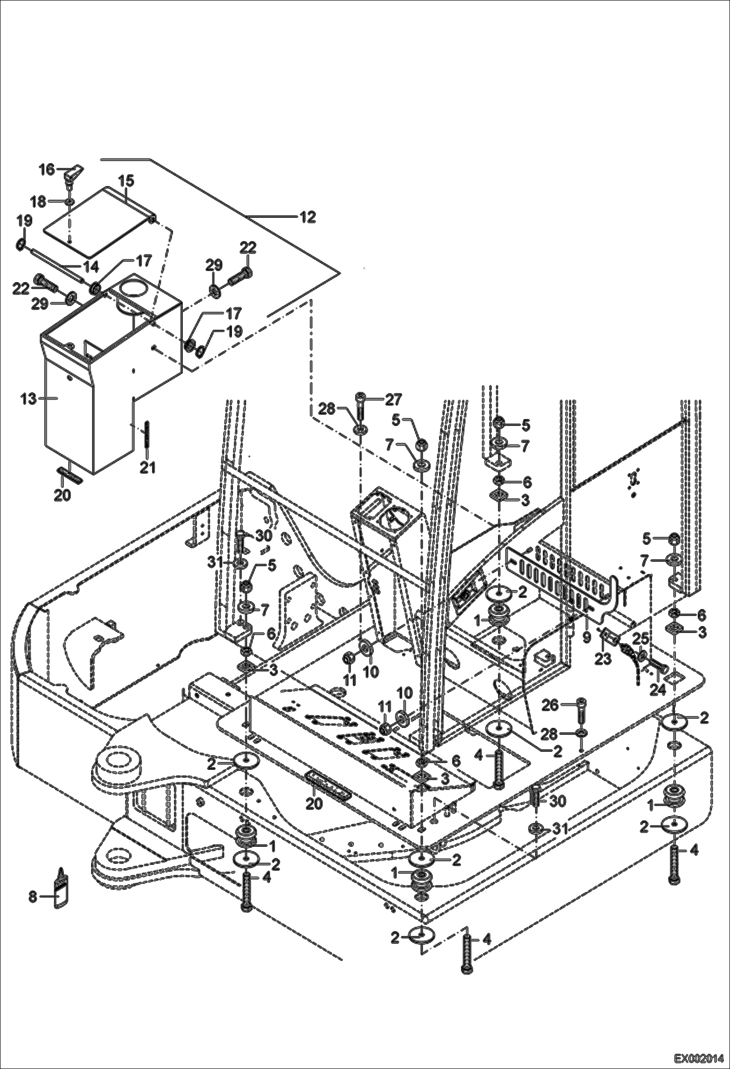 Схема запчастей Bobcat 444 - CAB MOUNTING MAIN FRAME