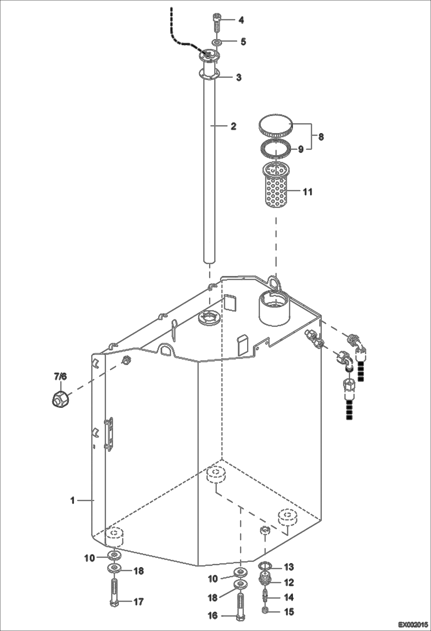 Схема запчастей Bobcat 444 - FUEL TANK (S/N ADBT11001 - 11032) MAIN FRAME