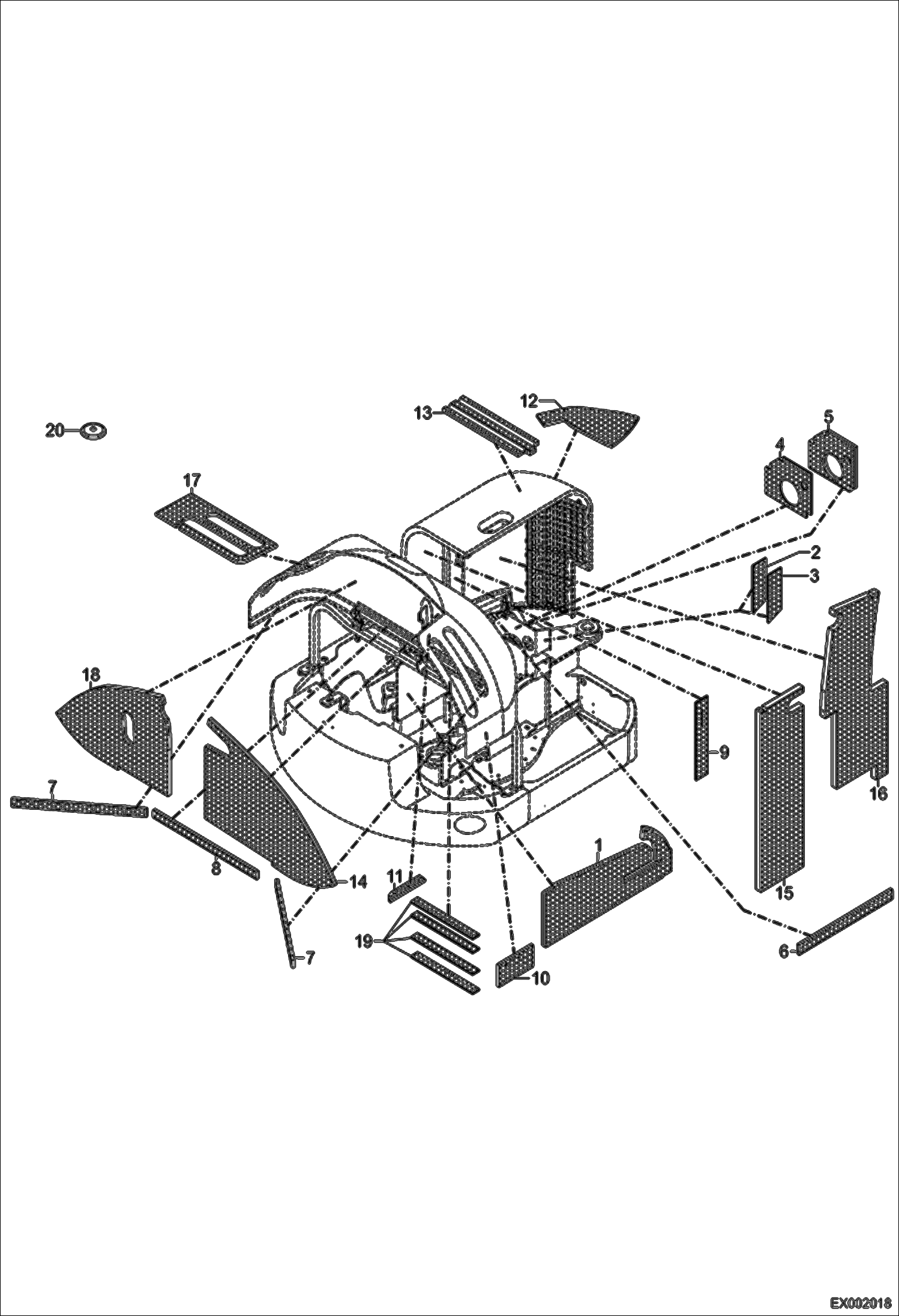 Схема запчастей Bobcat 444 - LINING SET MAIN FRAME