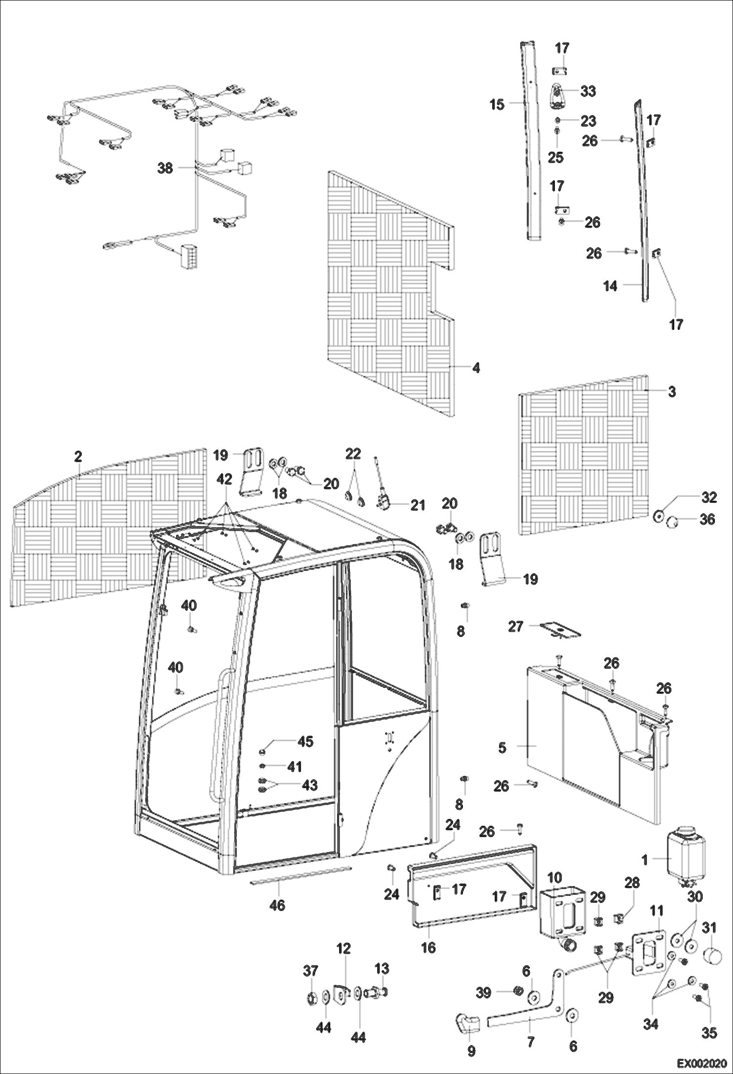 Схема запчастей Bobcat 444 - CAB EQUIPMENT 1 MAIN FRAME