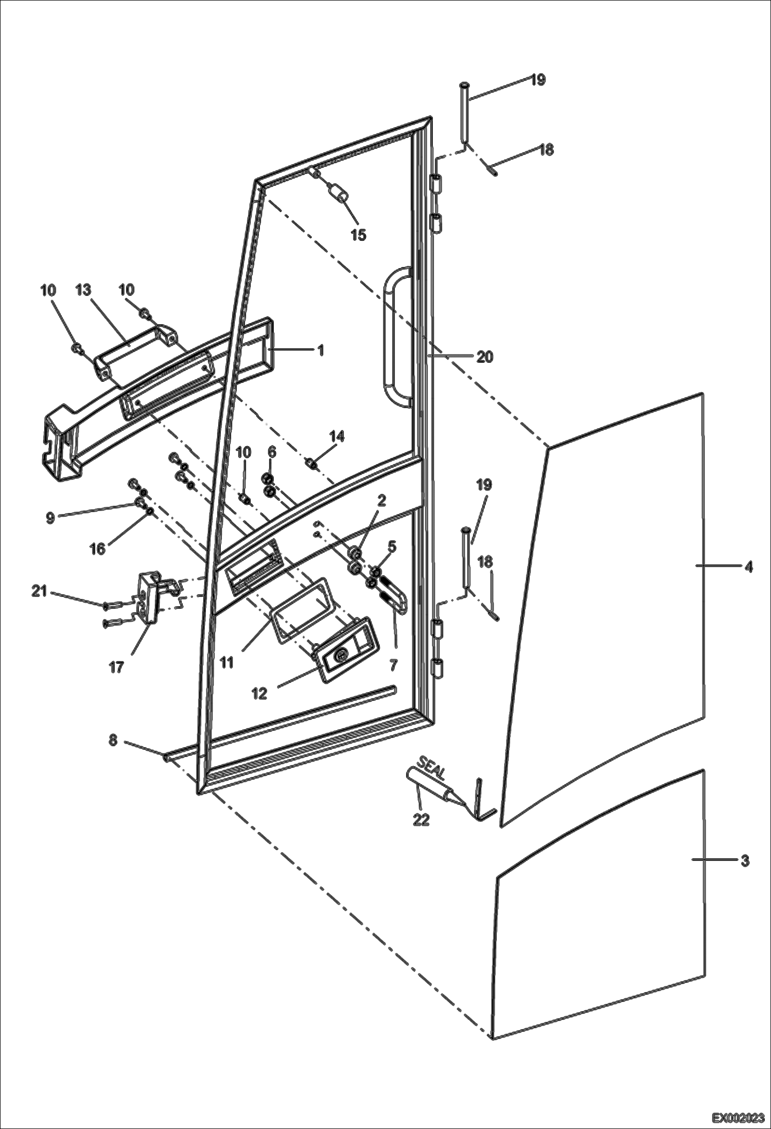 Схема запчастей Bobcat 444 - CAB DOOR MAIN FRAME