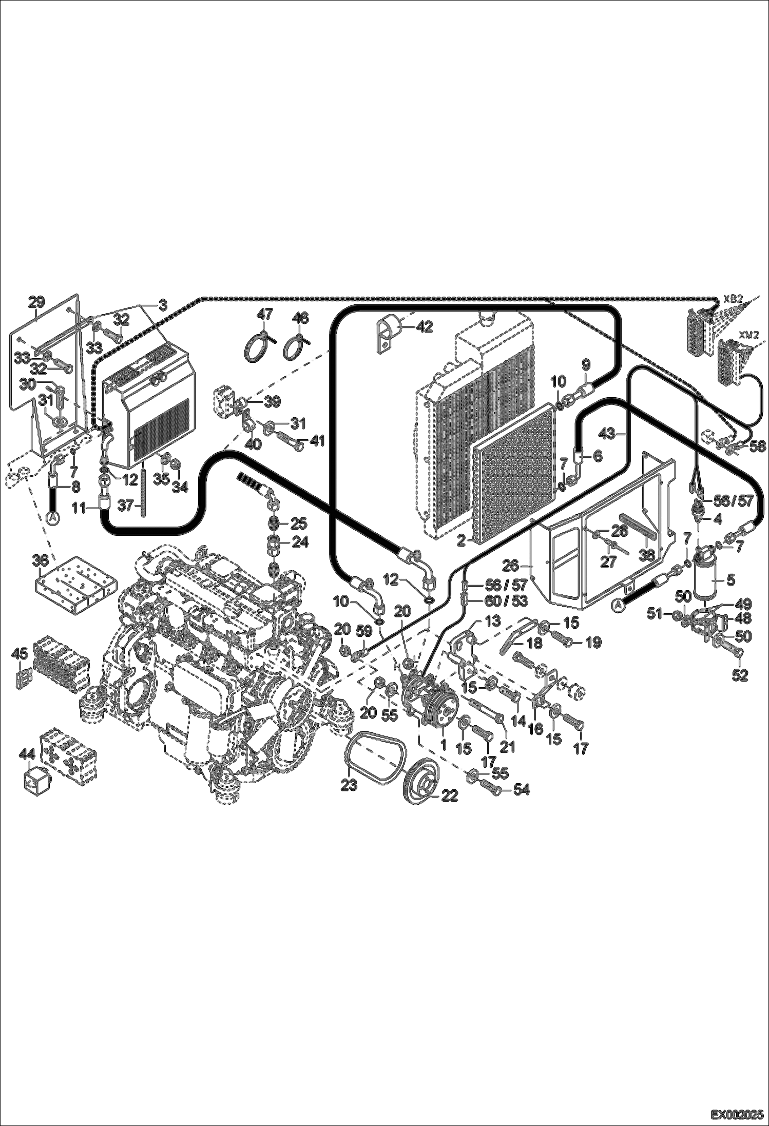 Схема запчастей Bobcat 444 - AIR CONDITIONER MAIN FRAME