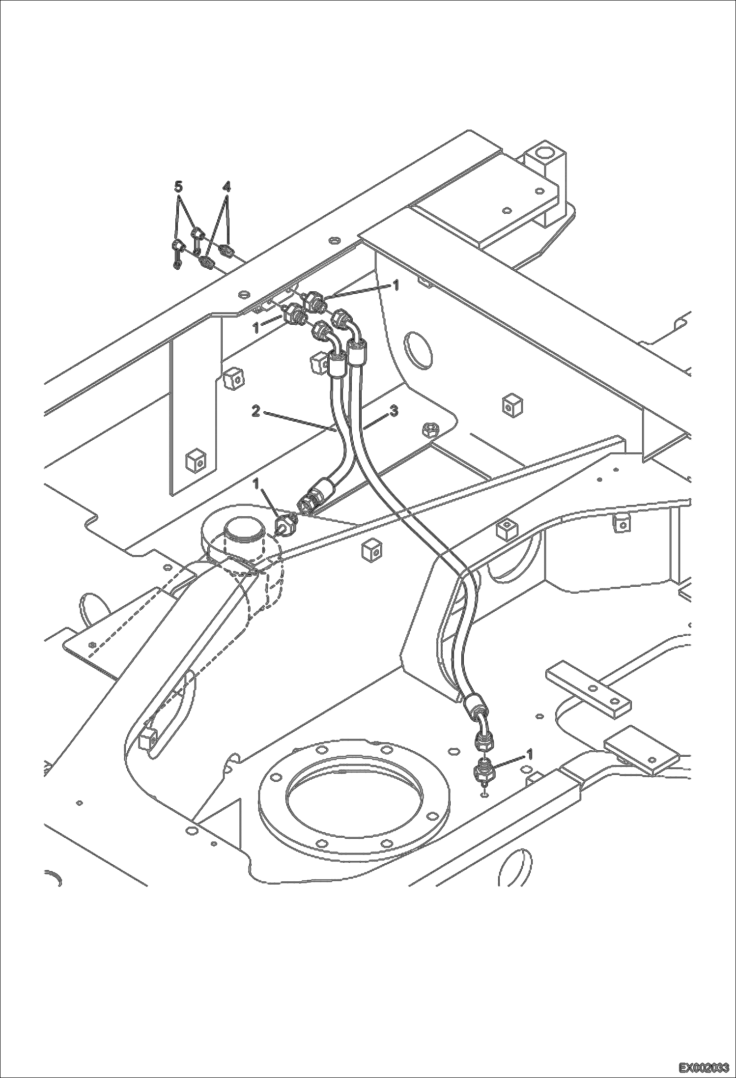 Схема запчастей Bobcat E55W - UPPERSTRUCTURE (Lubrication Piping) MAIN FRAME