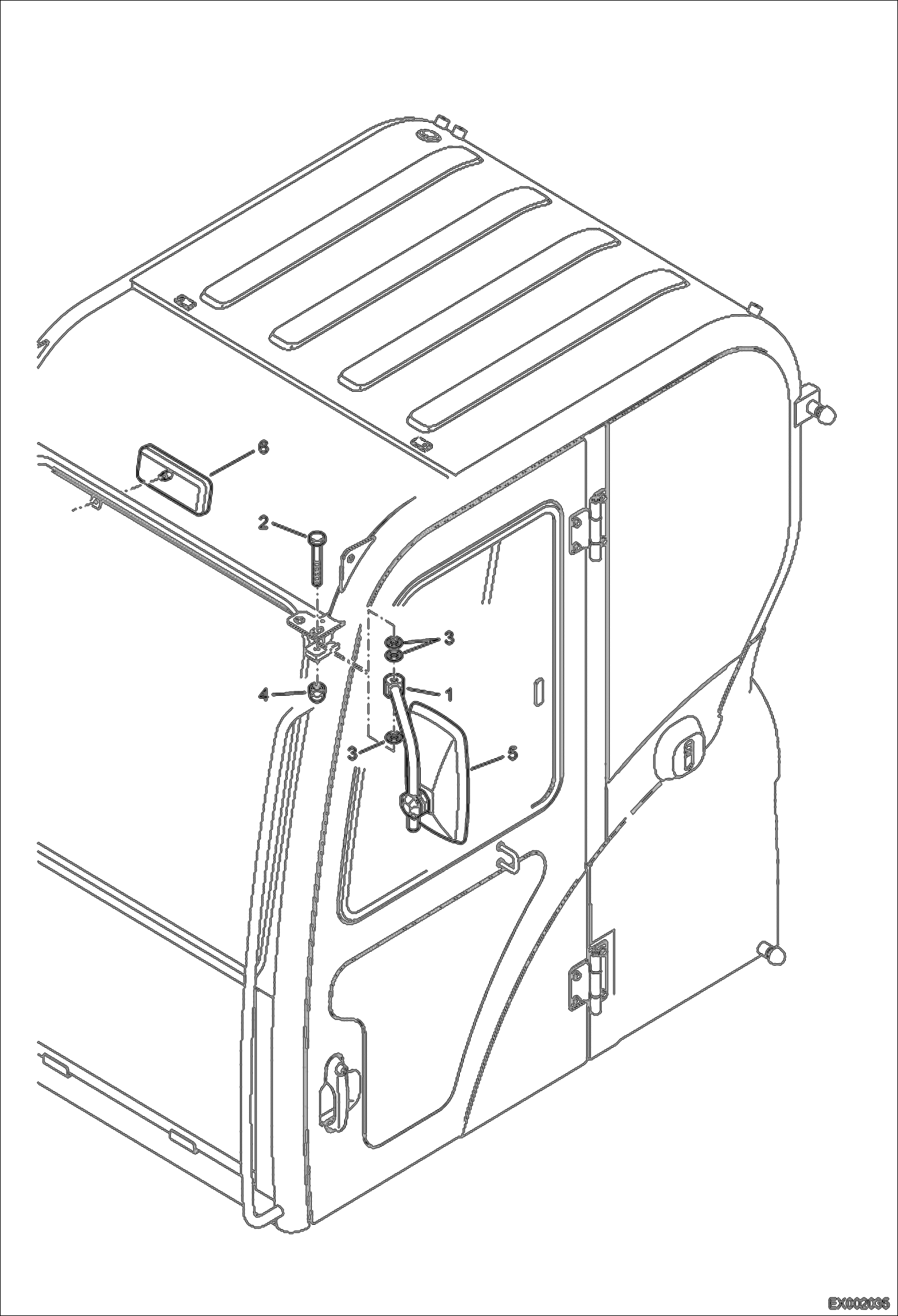 Схема запчастей Bobcat E55W - SIDE MIRROR MAIN FRAME