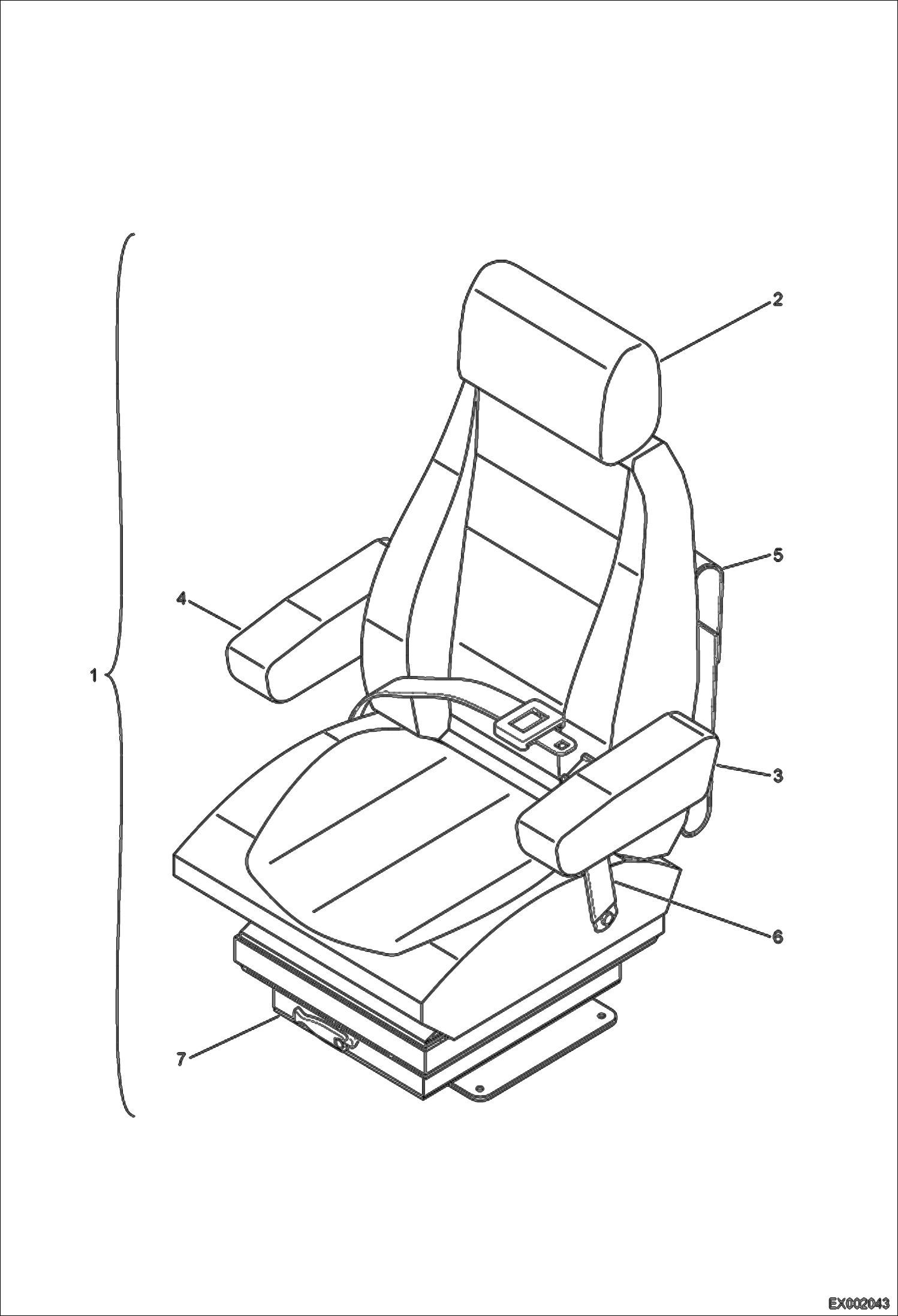 Схема запчастей Bobcat E55W - OPERATOR CAB (Seat) (AEFB11001 - 11089 ) MAIN FRAME