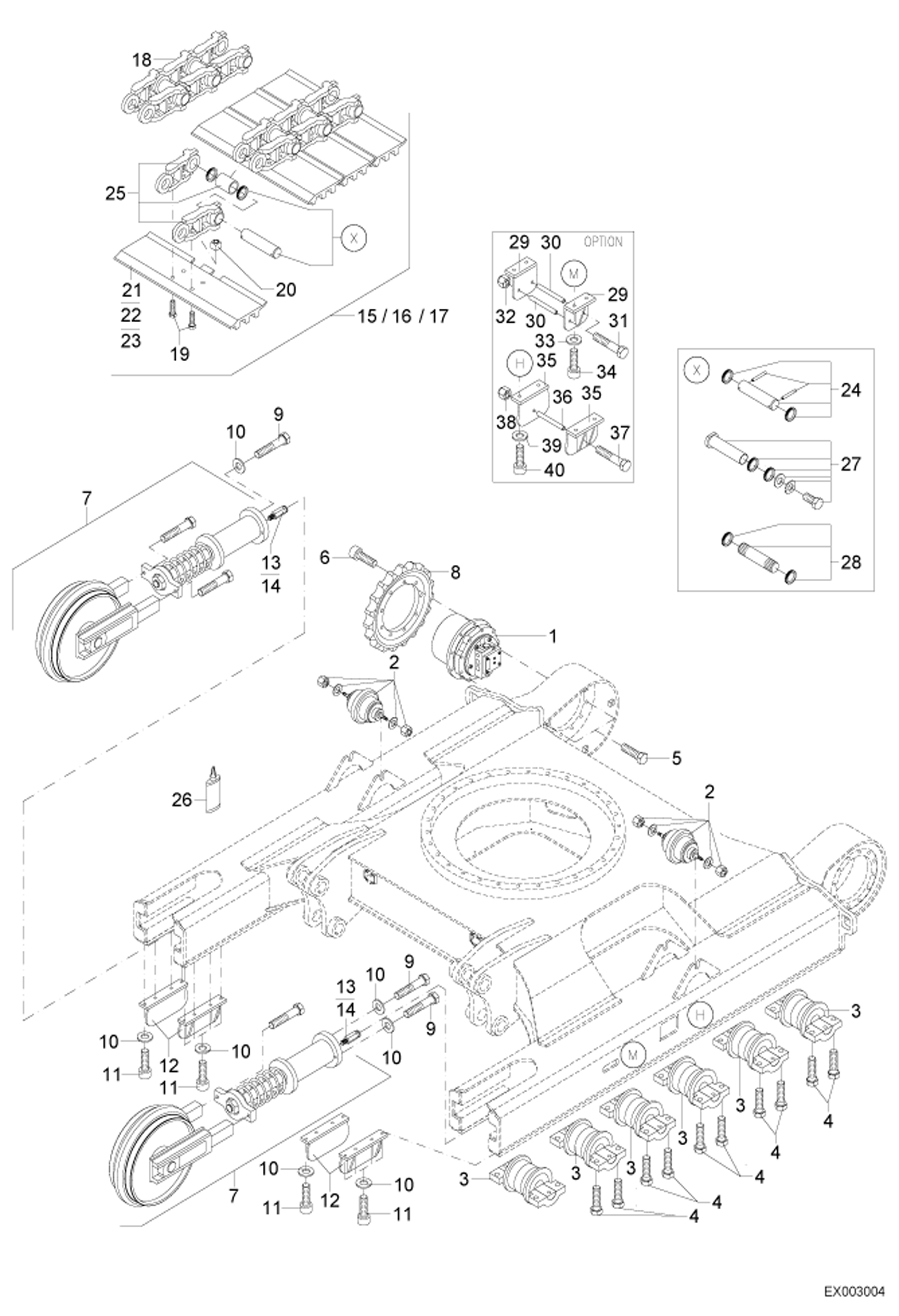 Схема запчастей Bobcat 442 - TRACK VERSION, STEEL TRACK UNDERCARRIAGE