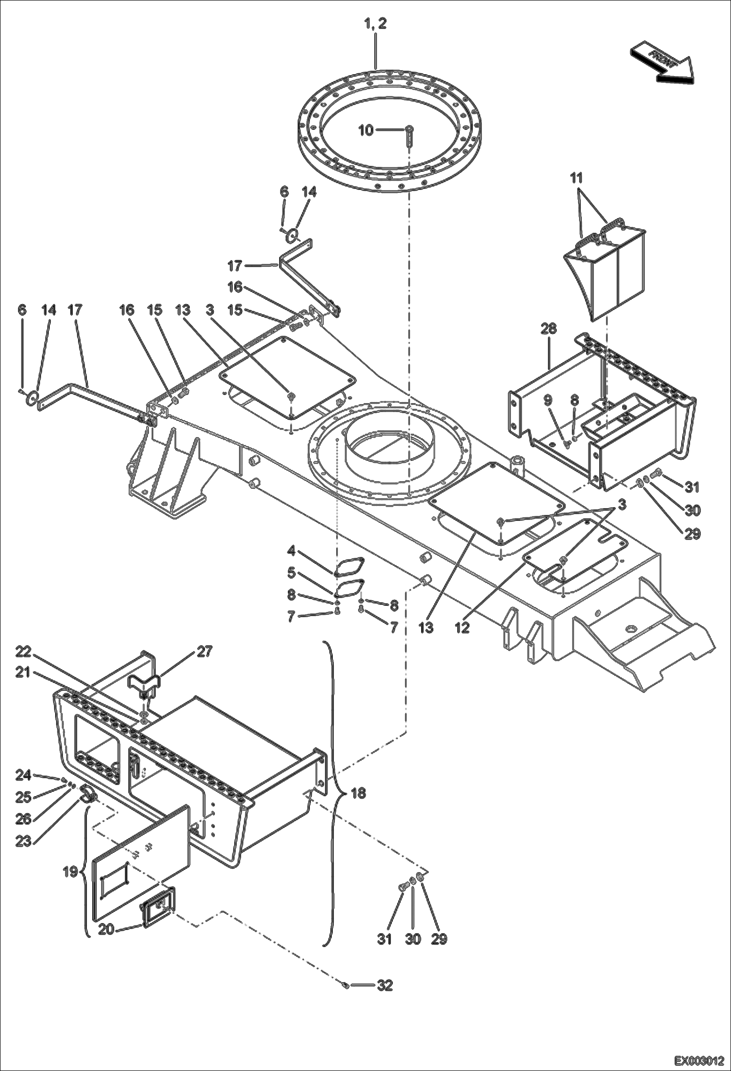 Схема запчастей Bobcat E55W - UNDERCARRIAGE (Components) UNDERCARRIAGE