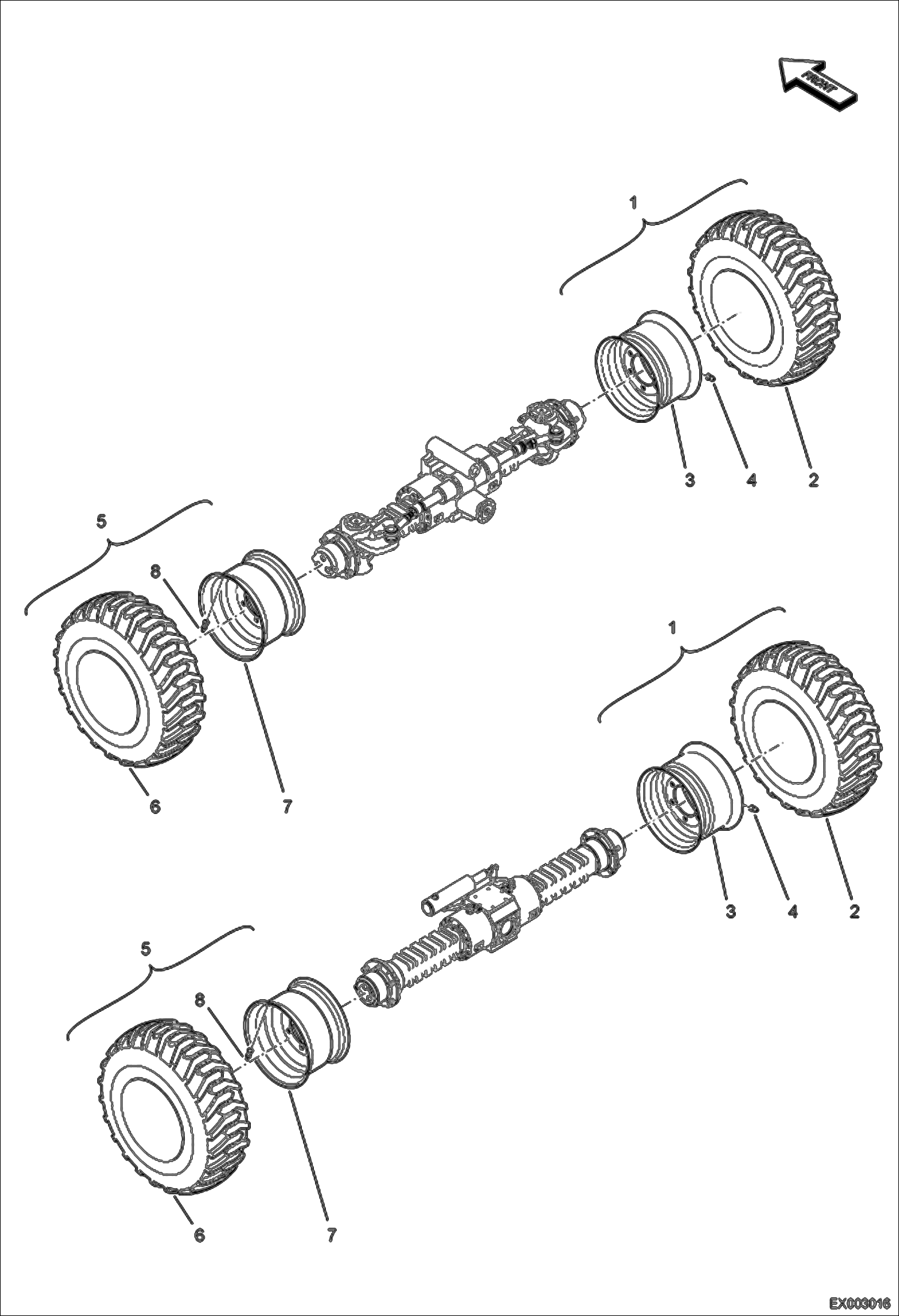 Схема запчастей Bobcat E55W - WHEELS UNDERCARRIAGE