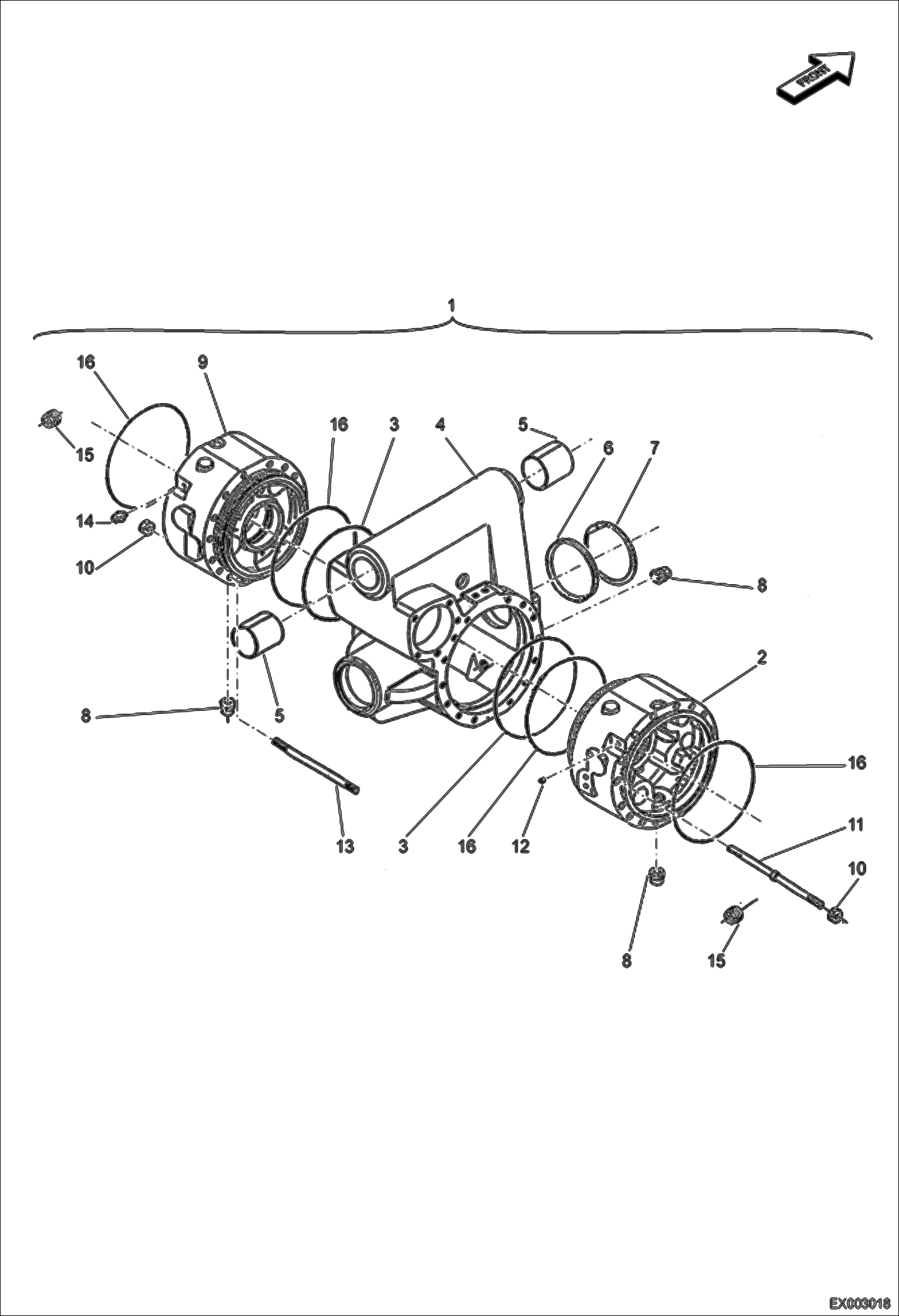 Схема запчастей Bobcat E55W - HOUSING (Front Axle) UNDERCARRIAGE