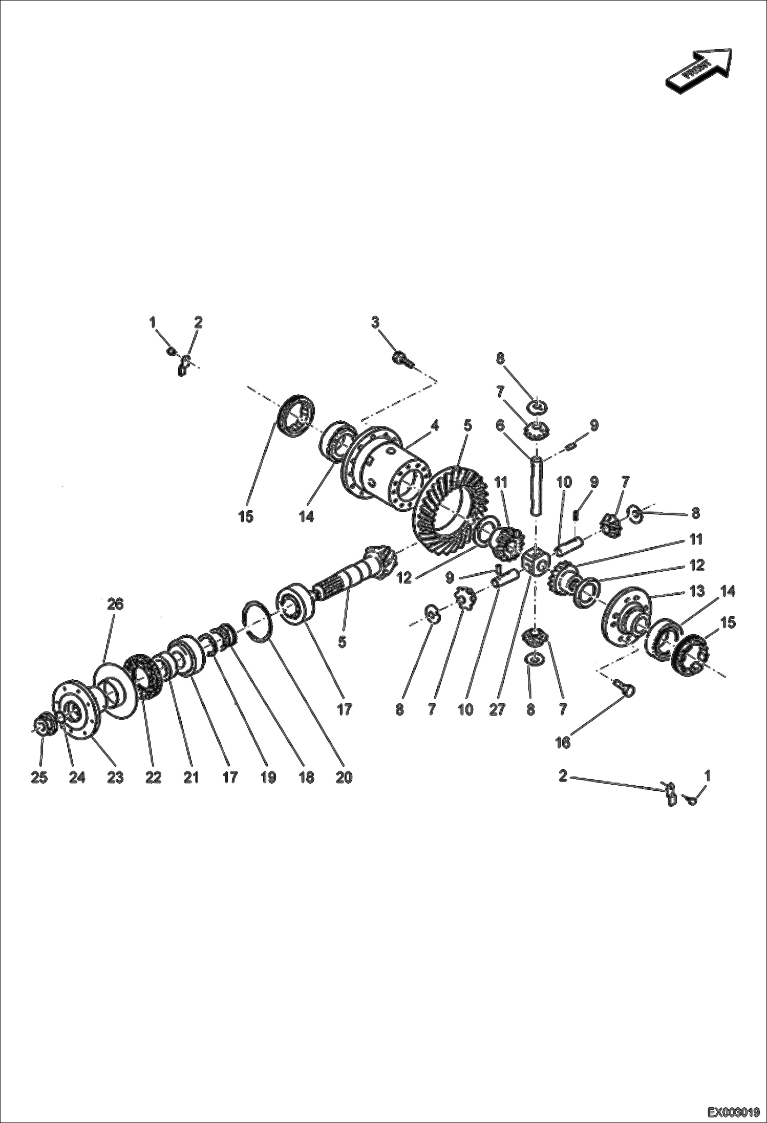 Схема запчастей Bobcat E55W - DIFFERENTIAL (Front Axle) UNDERCARRIAGE