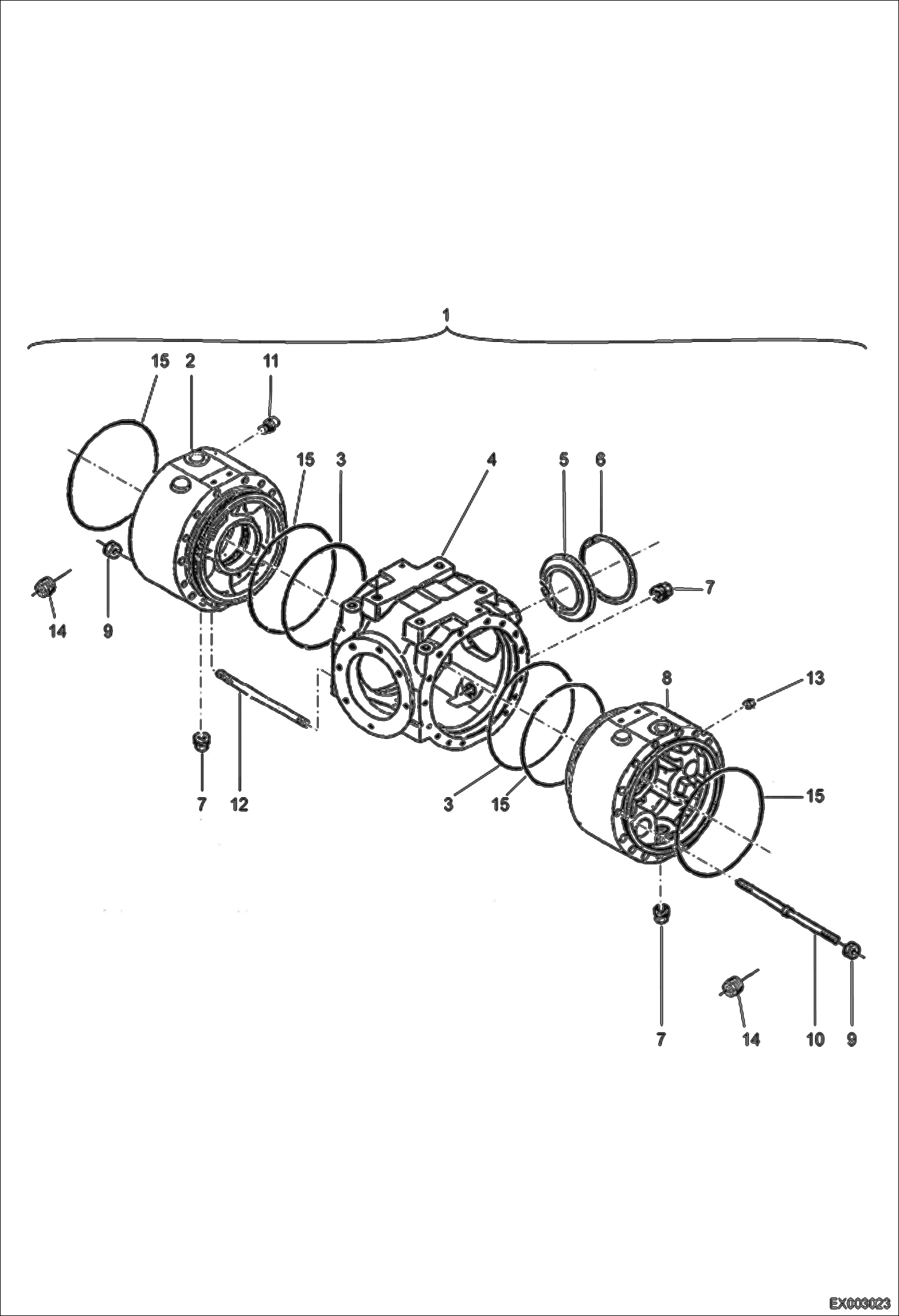 Схема запчастей Bobcat E55W - HOUSING (Rear Axle) UNDERCARRIAGE