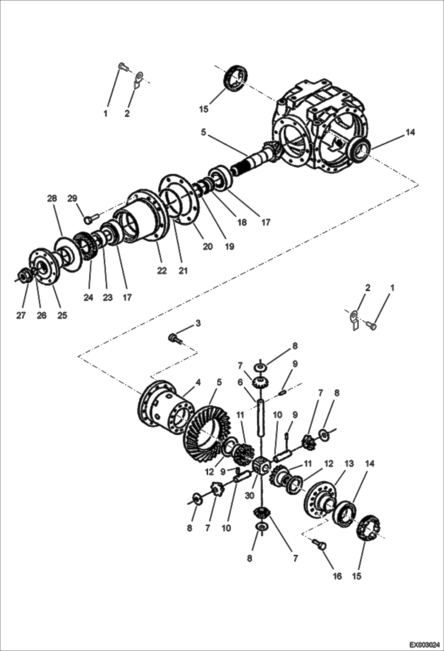 Схема запчастей Bobcat E55W - DIFFERENTIAL (Rear Axle) UNDERCARRIAGE