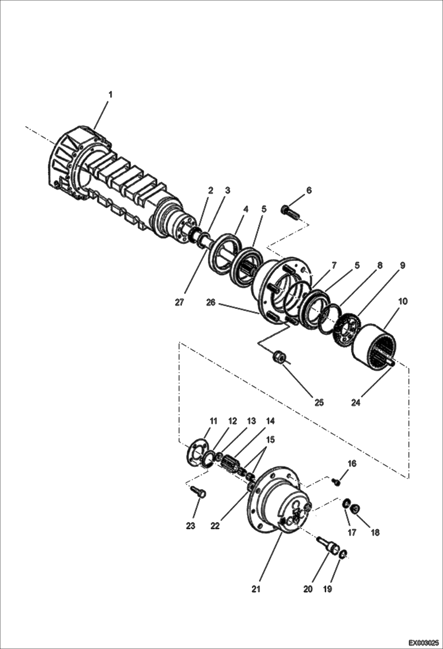 Схема запчастей Bobcat E55W - HUB REDUCTION (Rear Axle) UNDERCARRIAGE