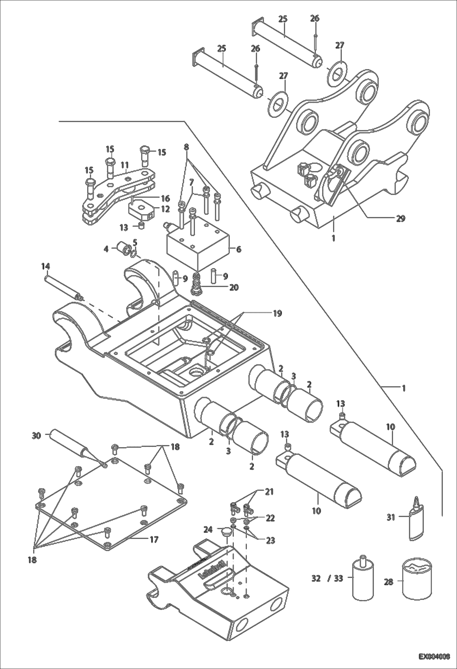 Схема запчастей Bobcat 442 - HYDRAULIC QUICK MOUNT HITCH - HS08 WORK EQUIPMENT