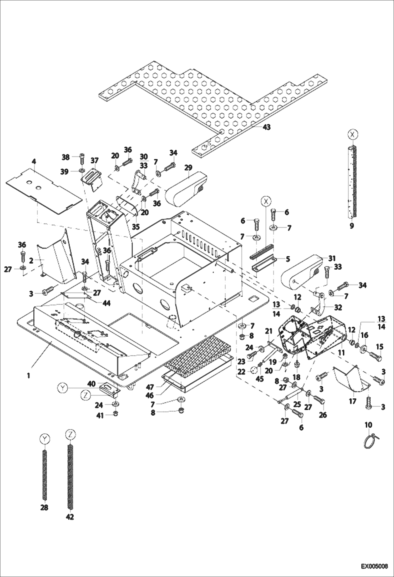 Схема запчастей Bobcat 444 - FLOOR FRAME (S/N ADBT11001 - 11076) CONTROLS