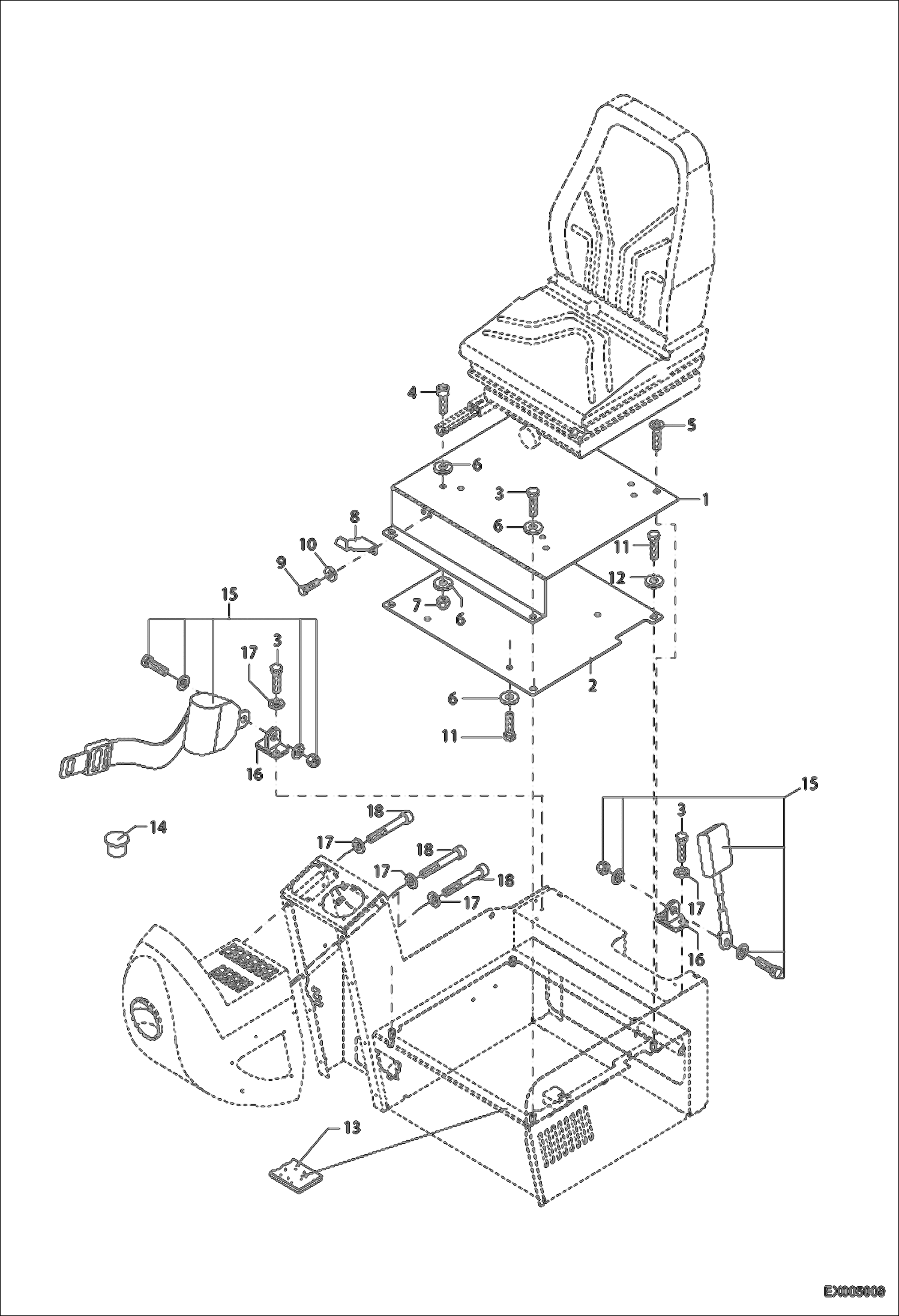 Схема запчастей Bobcat 444 - SEAT CONSOLE MSG20 CONTROLS