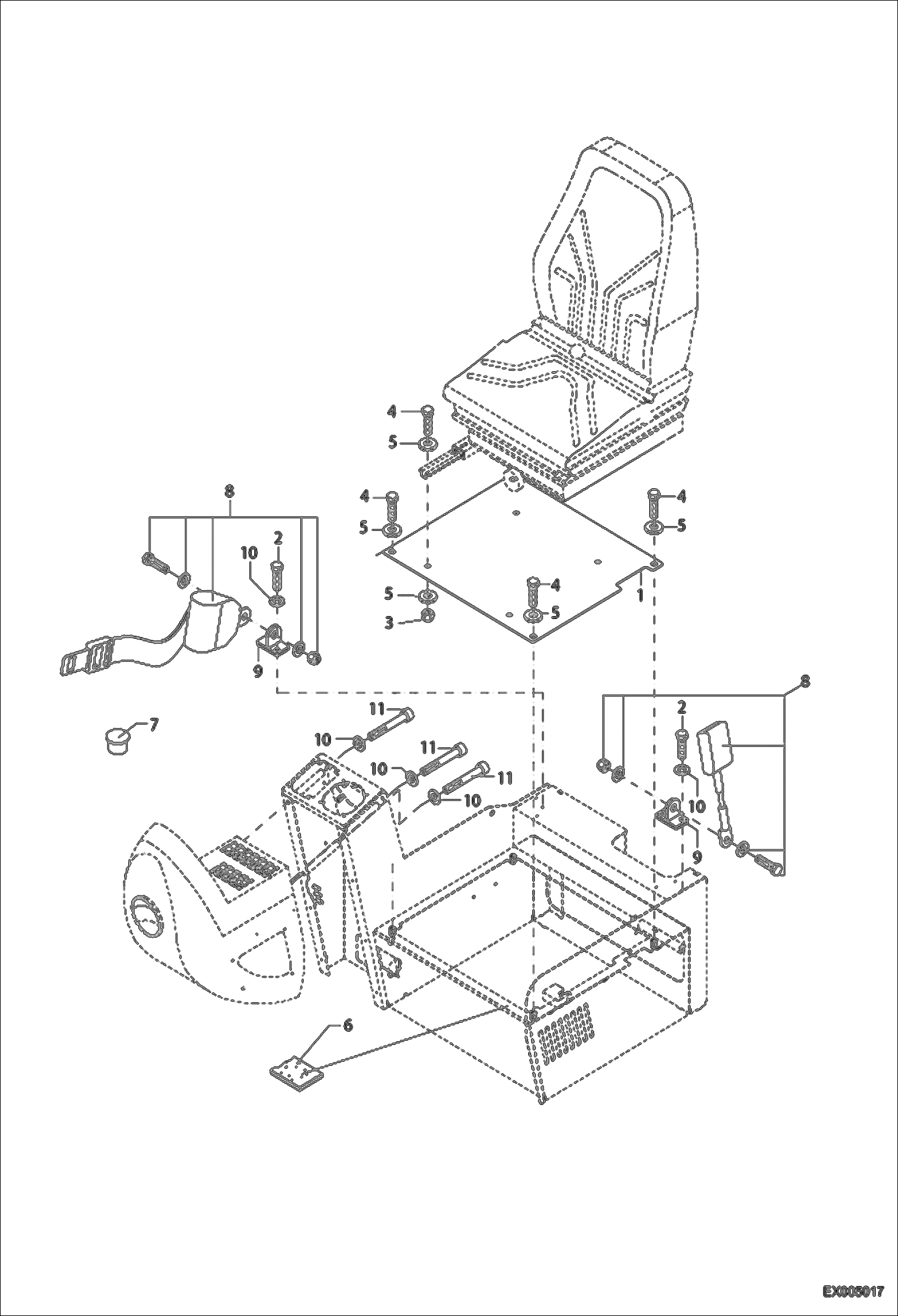 Схема запчастей Bobcat 444 - SEAT CONSOLE MSG85 CONTROLS