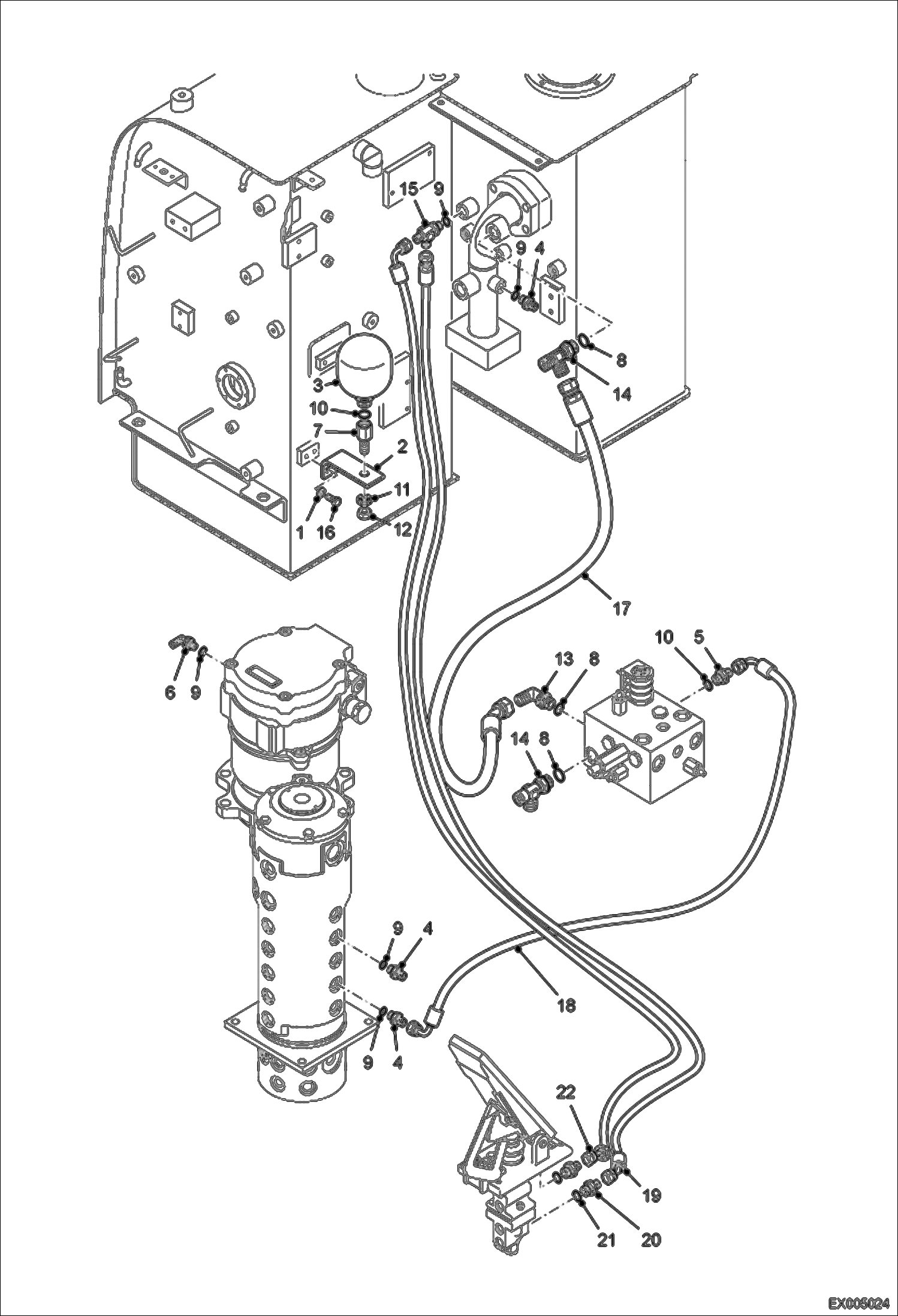 Схема запчастей Bobcat E55W - HYDRAULIC CIRCUITRY (Brake Piping Part 2) HYDRAULIC SYSTEM