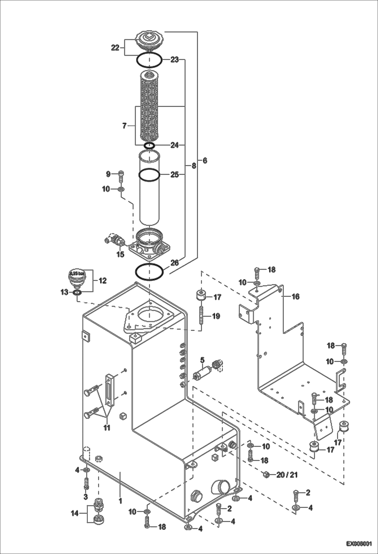 Схема запчастей Bobcat 442 - HYDRAULIC OIL TANK HYDRAULIC SYSTEM