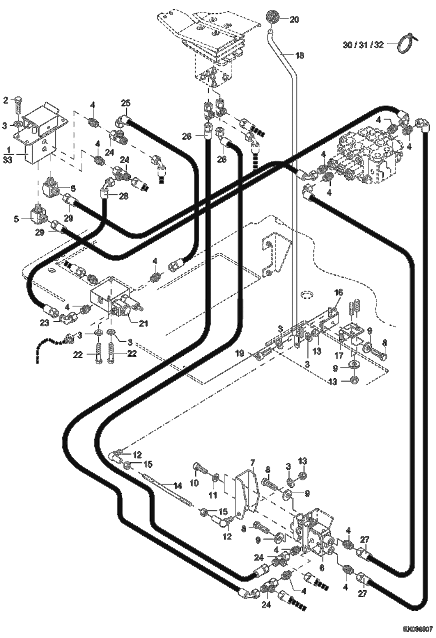 Схема запчастей Bobcat 442 - PILOT CONTROL - BLADE, ARTICULATION HYDRAULIC SYSTEM